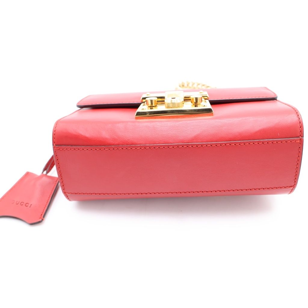 GUCCI (グッチ) パドロック ショルダーバッグ チェーンバッグ レッド