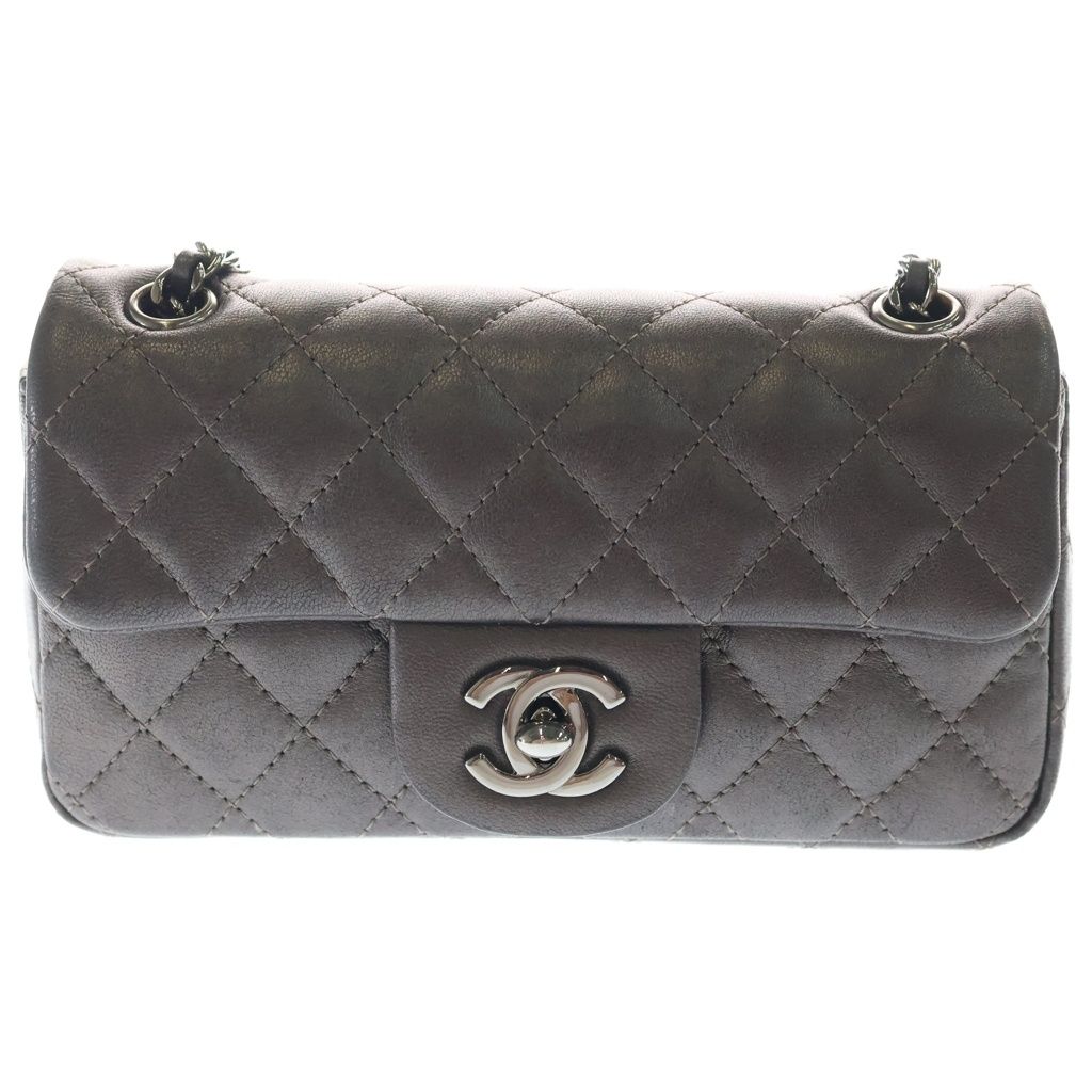 CHANEL (シャネル) マトラッセ チェーンショルダー ミニバッグ メタリックブラウン ラムスキン A69900 シルバー金具 297,000円