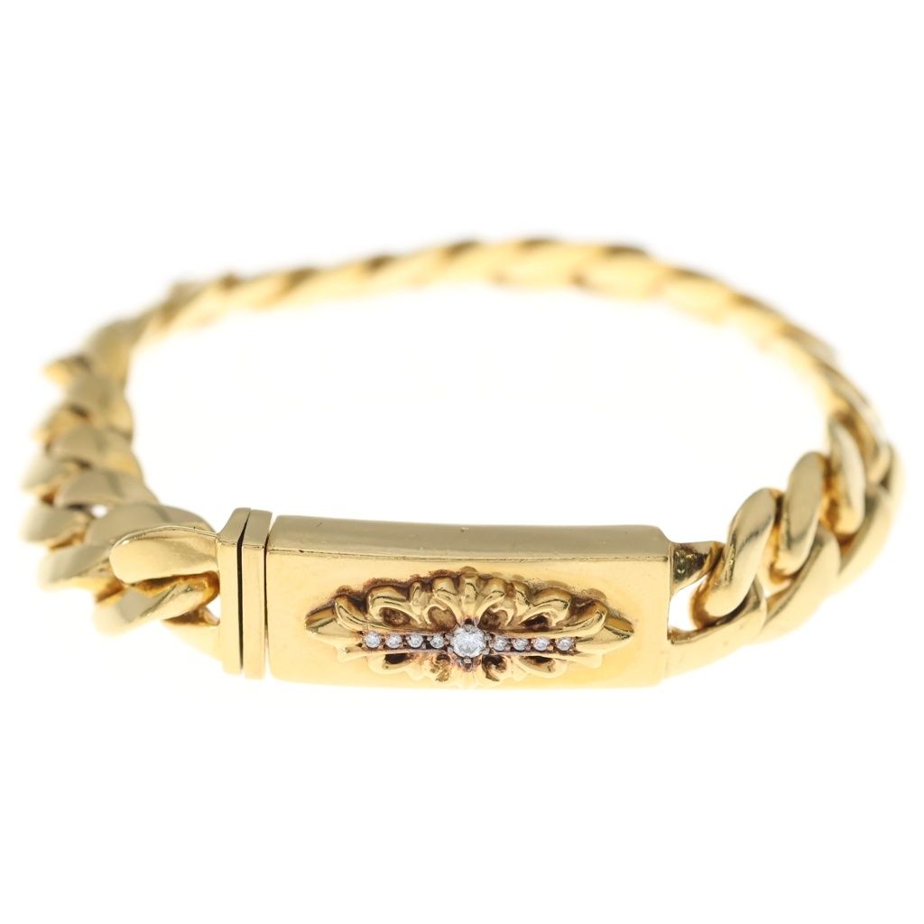 CHROME HEARTS (クロムハーツ) 22K ID BABY FLORAL P D ベイビーフローラルミニID ブレスレットPAVEダイヤ