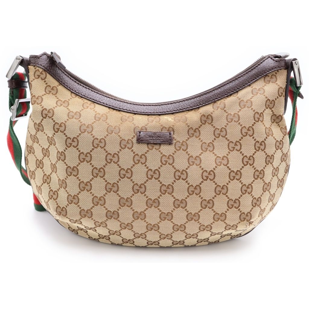 GUCCI (グッチ) GGキャンバス ショルダーバッグブラウン レザー