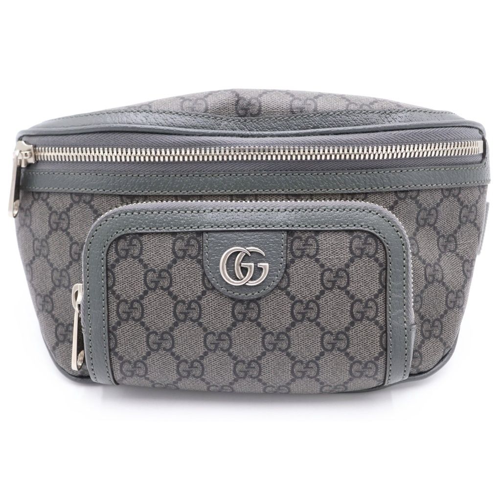 GUCCI ボディバッグ グレー キャンバス・レザー GUCCI (グッチ) ダブルG オフィディア ベルト ウエスト ボディバッグ