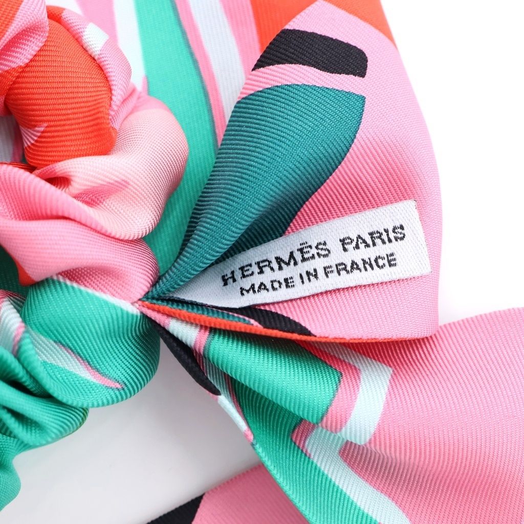 HERMES (エルメス) シュシュベッラ 総柄プリント シルク ヘアゴム