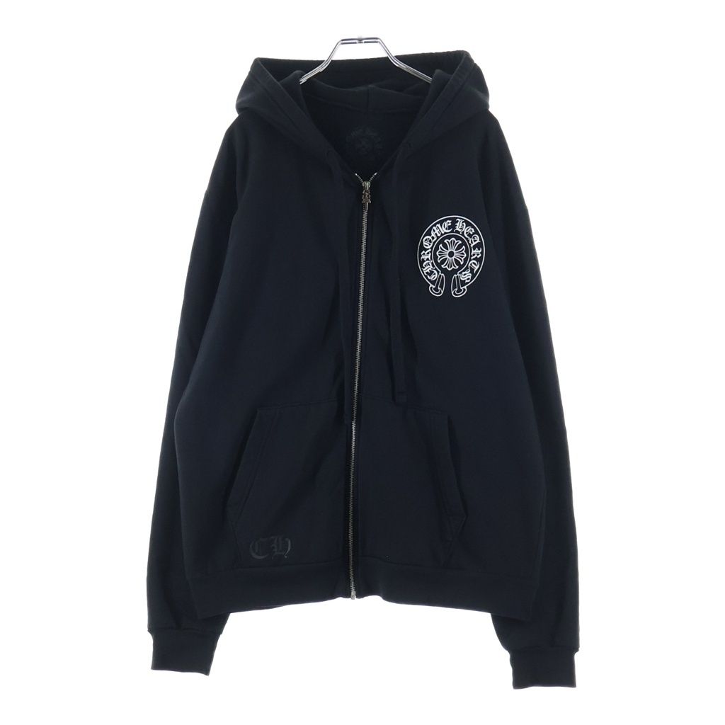 CHROME HEARTS クロムハーツ SWTSHRT HD ZIP 東京限定バックホースシュープリントダガージップパーカー フーディ ブラック CHROME HEARTS (クロムハーツ) SWTSHRT HD ZIP 東京限定バックホース