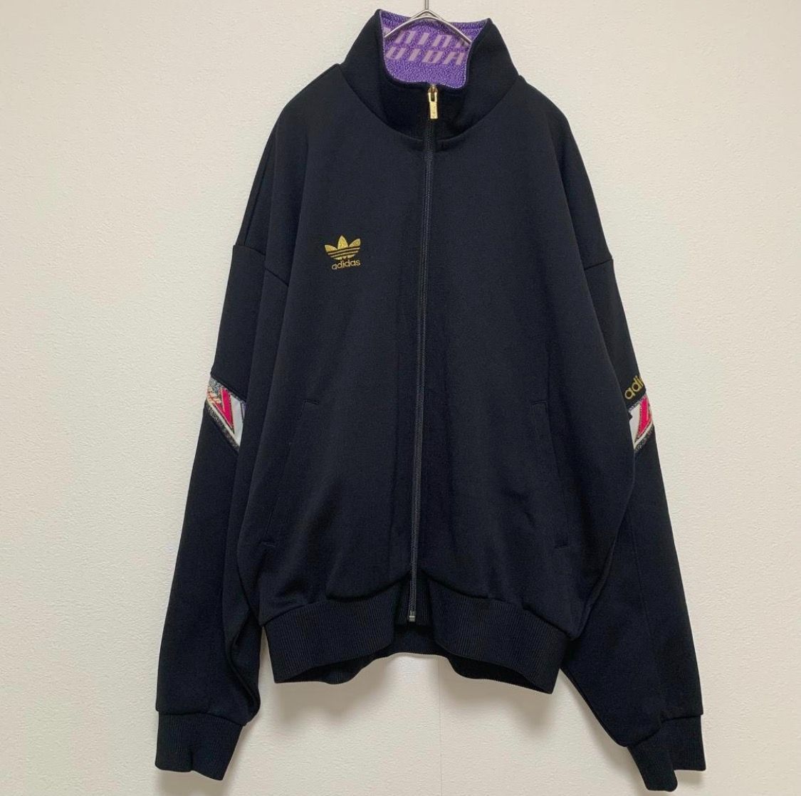 希少 90s デサント製 adidas アディダス トラックジャケット XOサイズ 日本製 トレフォイル 金刺繍 ジャージ ジャンパー 上着