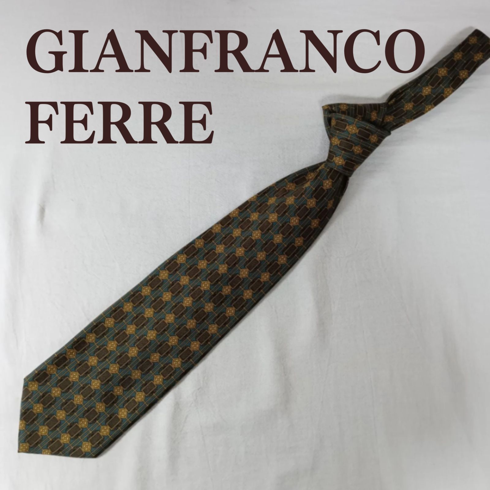 美品】ジャンフランコフェレ GIANFRANCO FERRE ネクタイ 幾何学柄