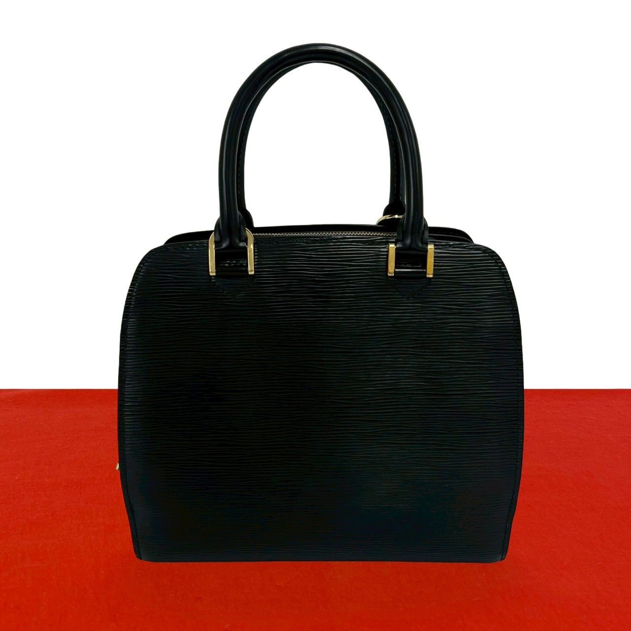 極 美品 LOUIS VUITTON ルイヴィトン ポンヌフ エピ レザー 本革 ラウンドジップ ハンドバッグ ミニ ボストンバッグ ノワール 16725