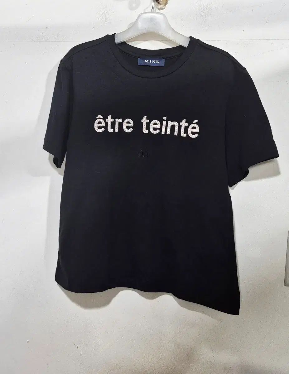 ハンサム マイン MINE ビーズ レタリング Tシャツ ブラック
