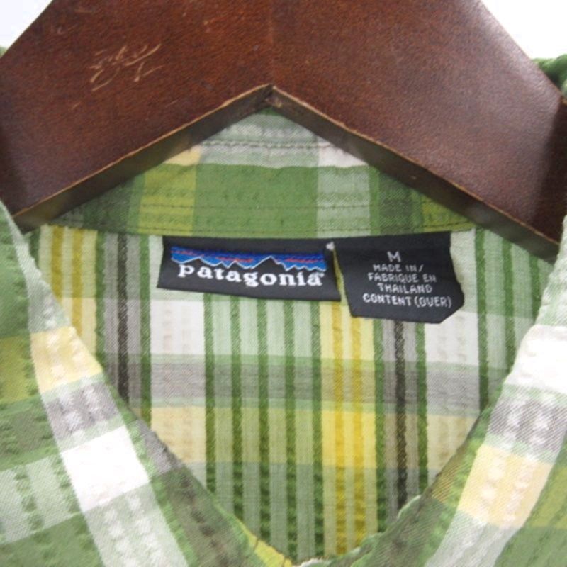 パタゴニア Patagonia チェック シアサッカー シャツ 半袖 グリーン系