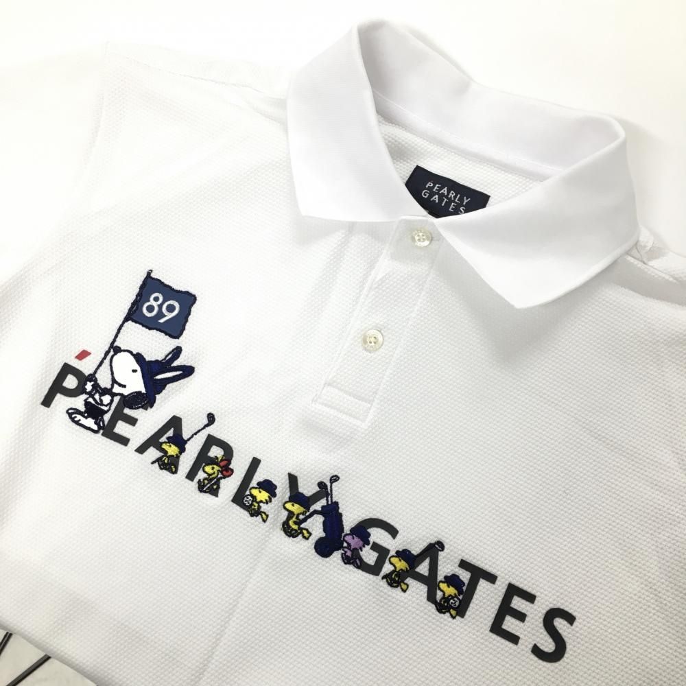 超美品】パーリーゲイツ×PEANUTS 半袖ポロシャツ 白×ネイビー