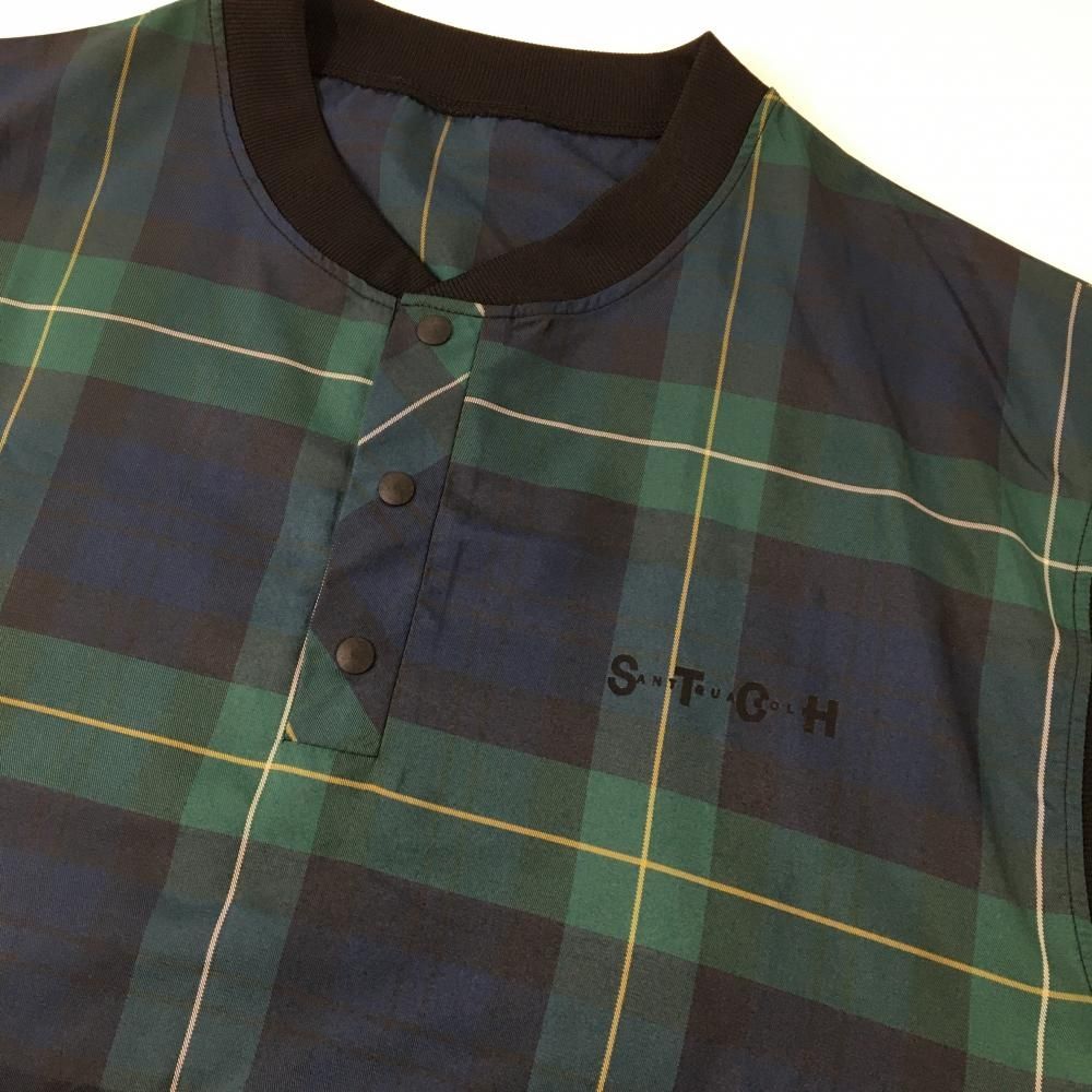 【超美品】セブンティトゥクラブハウス アウターベスト グリーン×ネイビー チェック  メンズ F ゴルフウェア seventytwo clubhouse 超美品】セブンティトゥクラブハウス アウターベスト グリーン