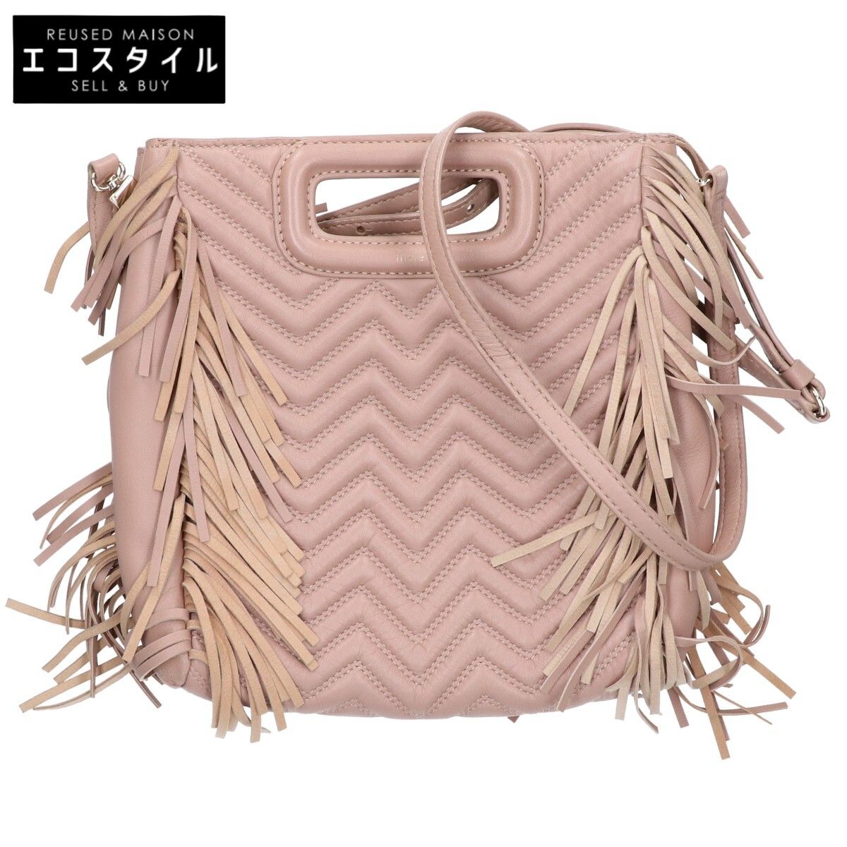 maje　マージュ　E17MPADDED NUDE フリンジ キルティングレザー 2WAY 20,269円