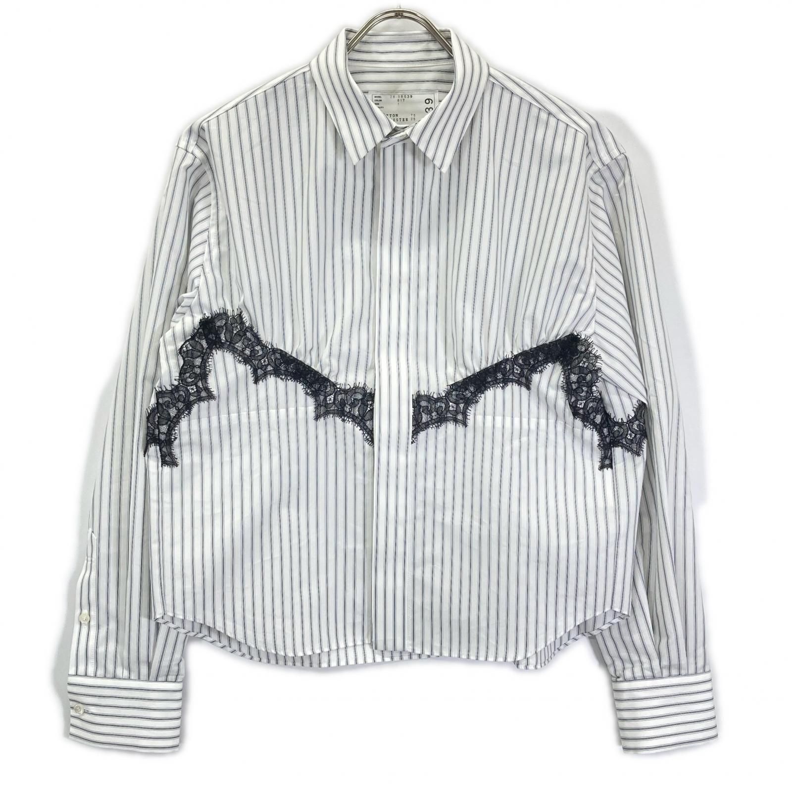 sacai サカイ 26SS 26-08539 ホワイト ストライプ レース Poplin Shirt