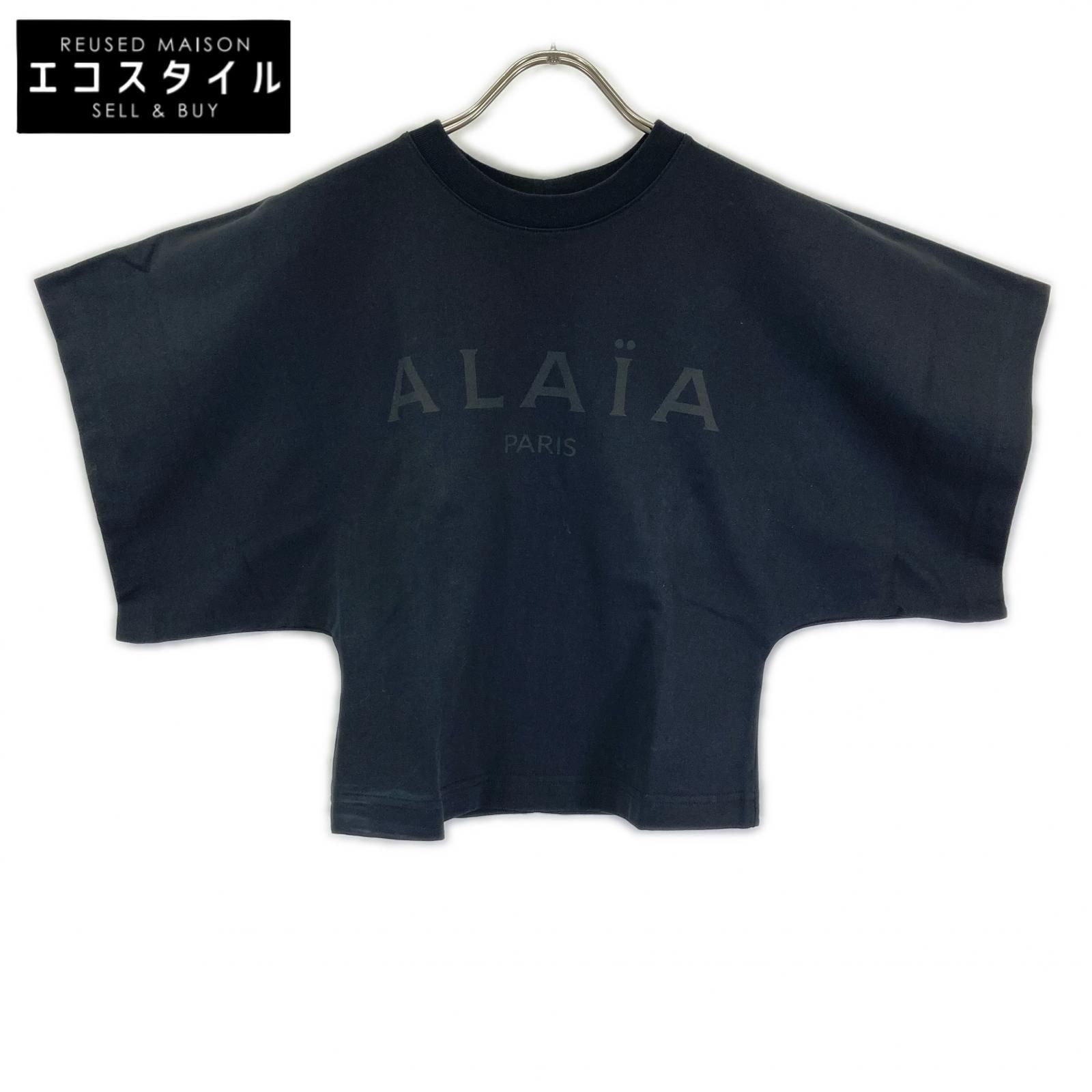 アライア ALAIA  AA9H02913J010 ロゴ刺繍ワイドスリーブTシャツ レディース 34 ALAIA アライア AA9H02911J107 ブラック ロゴプリント ワイドスリーブ