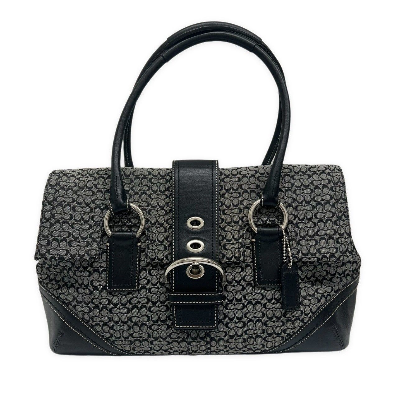 コーチ　COACH ミニ シグネチャー ハンドバッグ トート ソーホー フラップ COACH コーチ ハンドバッグ ソーホー ミニシグネチャー ブラック