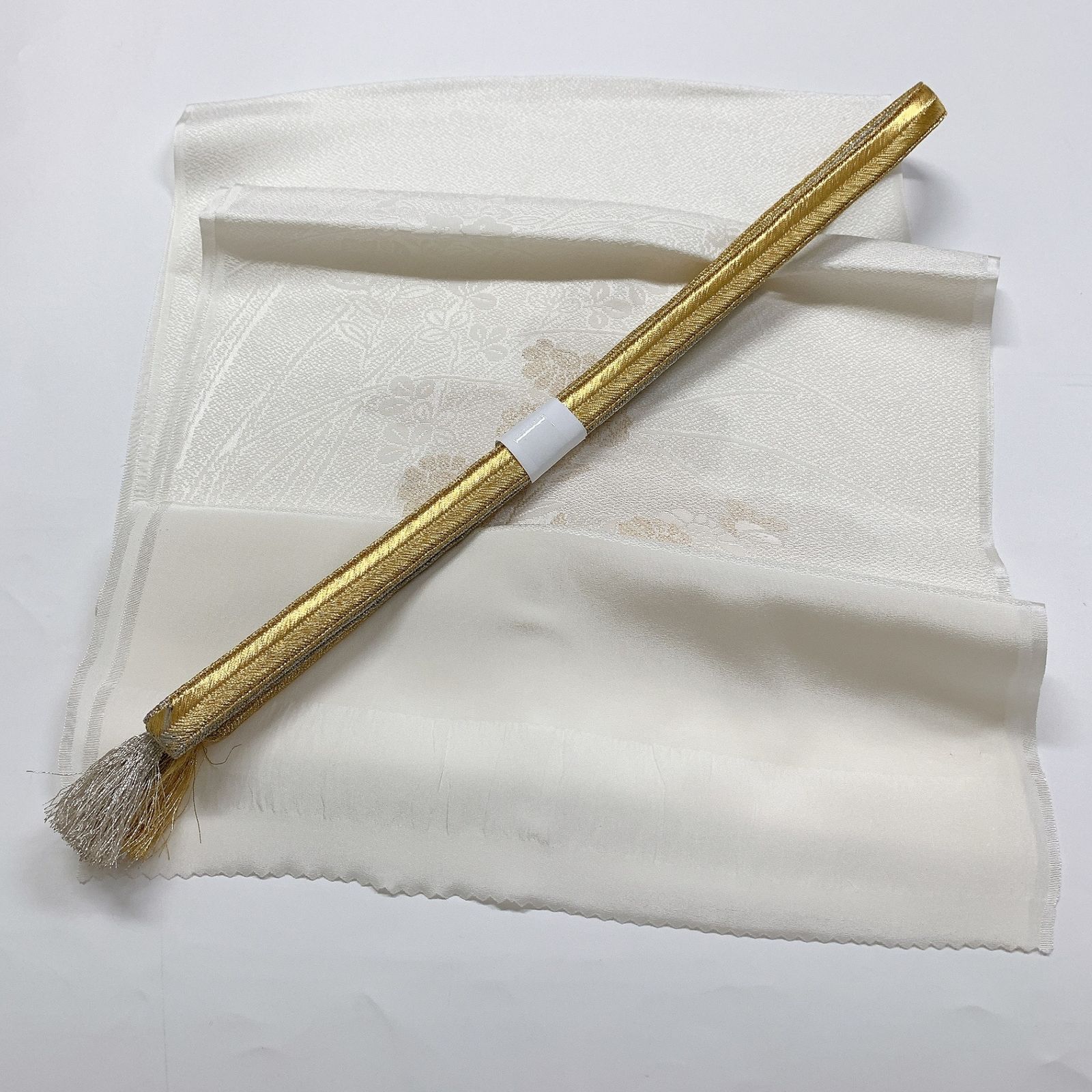 ［8631］帯締め 帯揚げ セット 枝花文様 金銀糸 正絹 着物 帯絞め