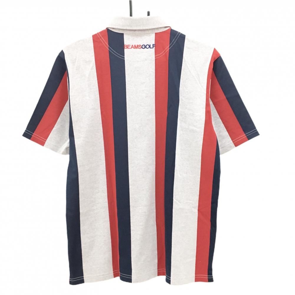 超美品】ビームスゴルフ 半袖ポロシャツ 白×レッド×ネイビー 太
