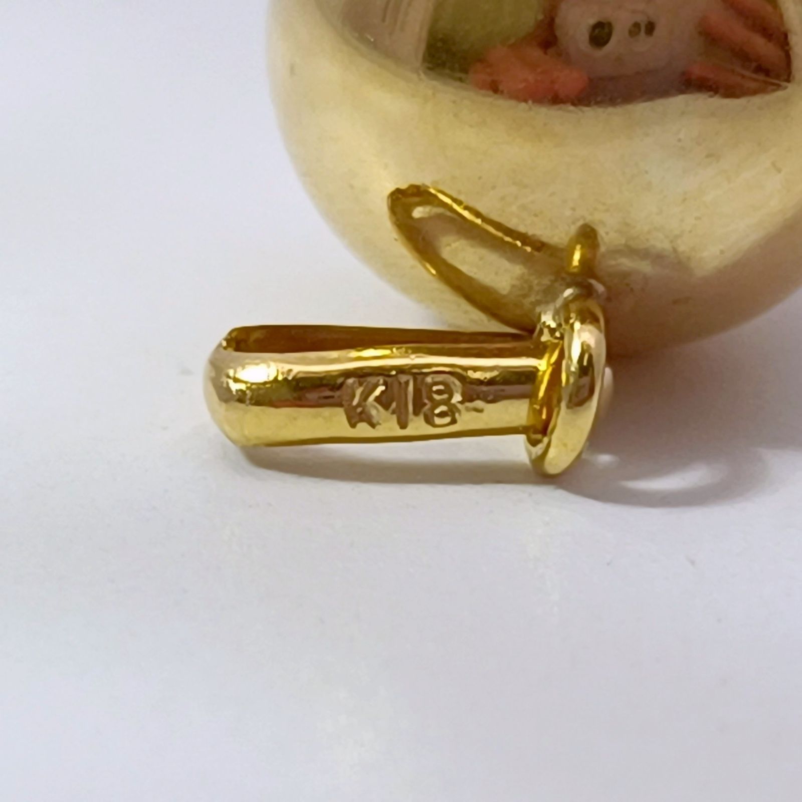 K18 ゴールド ボールトップ ネックレス　ヴィンテージ 18金 K18 男女兼用 大振り ボールネックレストップ 1.37g Z1885