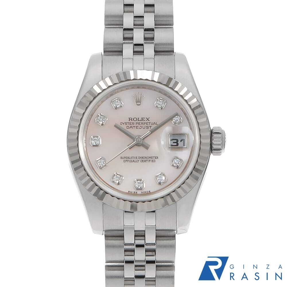 Rolex Datejust 10P Diamond 179174NG Pink Shell Z Used Ladies