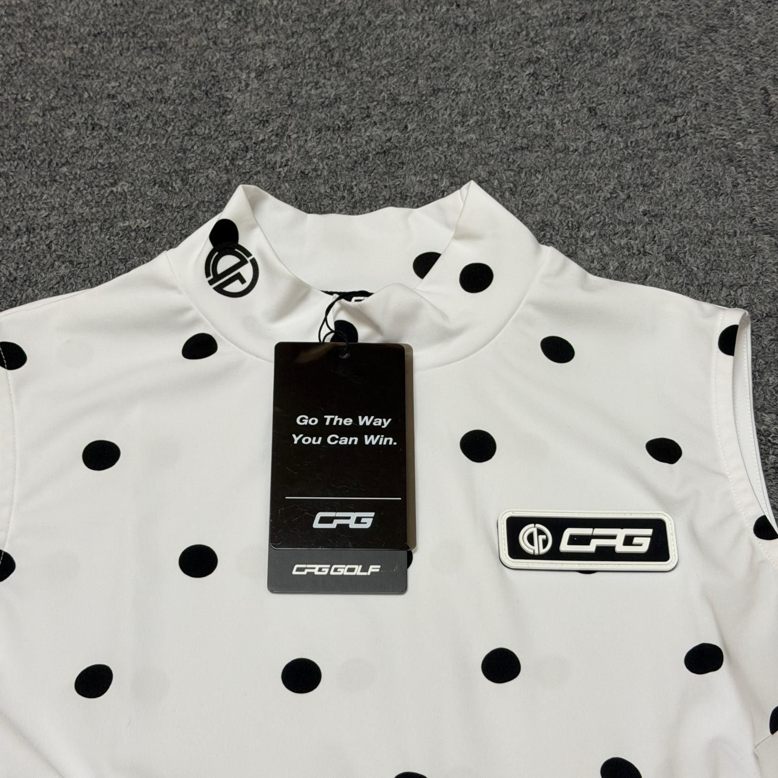 CPG GOLF ノースリーブ　モックネックシャツ　ホワイト　3 参考上代17600円 未使用 CPG GOLF ノースリーブモックネックシャツ