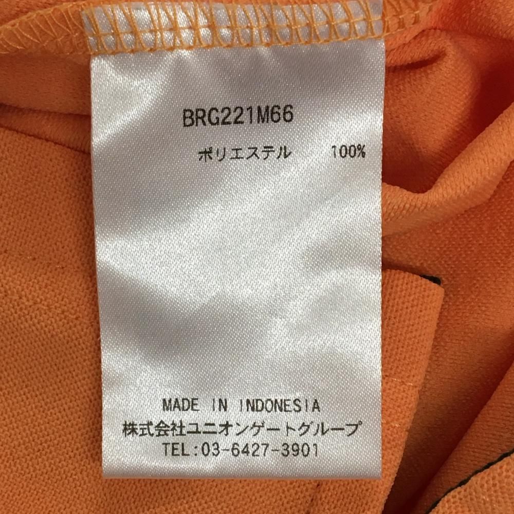 超美品】ブリーフィング 半袖ポロシャツ オレンジ×グリーン 胸ロゴ