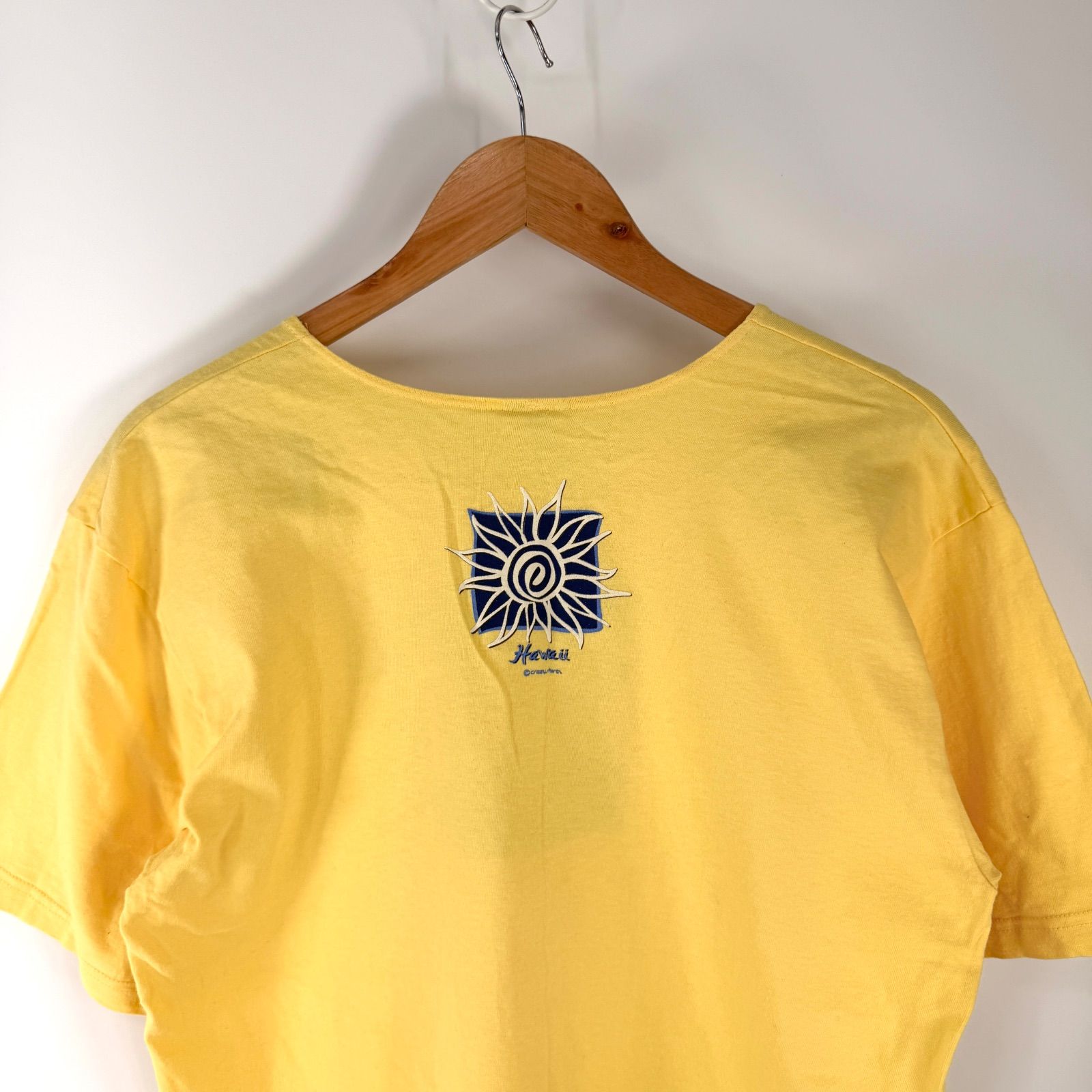 90s USA製 Crazy Shirts 太陽 プリントTシャツ 半袖 M イエロー ハワイ