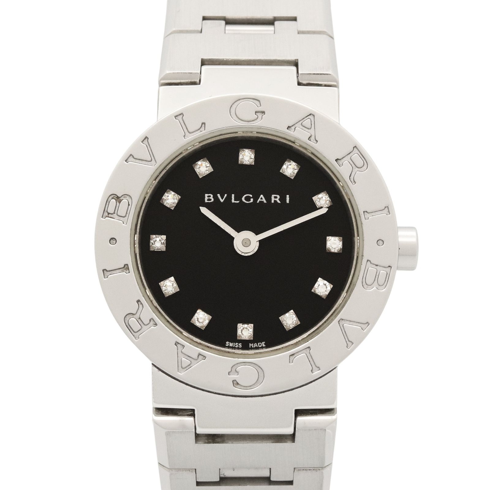 ブルガリ BVLGARI 腕時計 ブルガリ ブルガリ 12Pダイヤ BB23SS ブラック ステンレススチール ダイヤモンド ブルガリ ブルガリ 12Pダイヤ レディース Used A