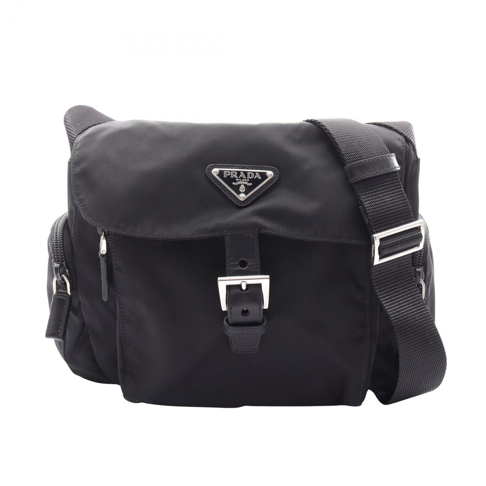 プラダ PRADA ショルダーバッグ TESSUTO CALF BT0501 ブラック ナイロン レザー トライアングルロゴ ショルダーバッグ レディース Used A 58,190円