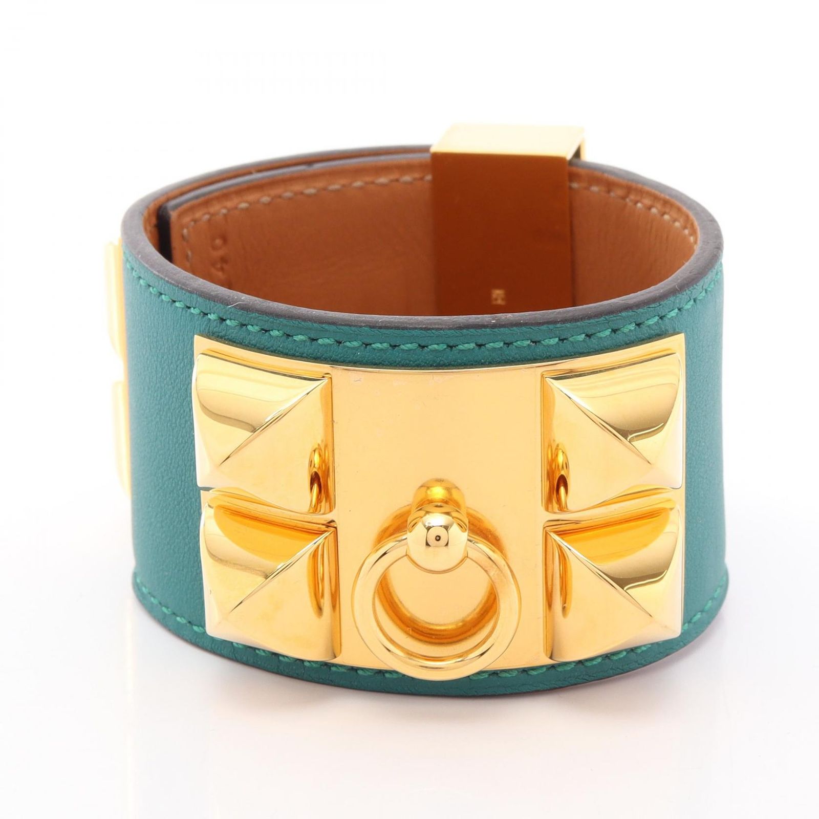 エルメス HERMES バングル コリエドシアン マラカイト GP（ゴールドメッキ） ブレスレット レディース Used B