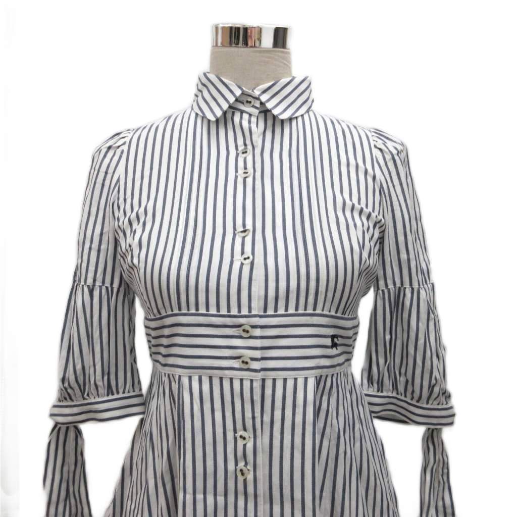 Burberry BlueLabelストライプ 半袖 ひざ丈フレアワンピース バーバリーブルーレーベル BURBERRY BLUE LABEL ワンピース 半袖 ひざ