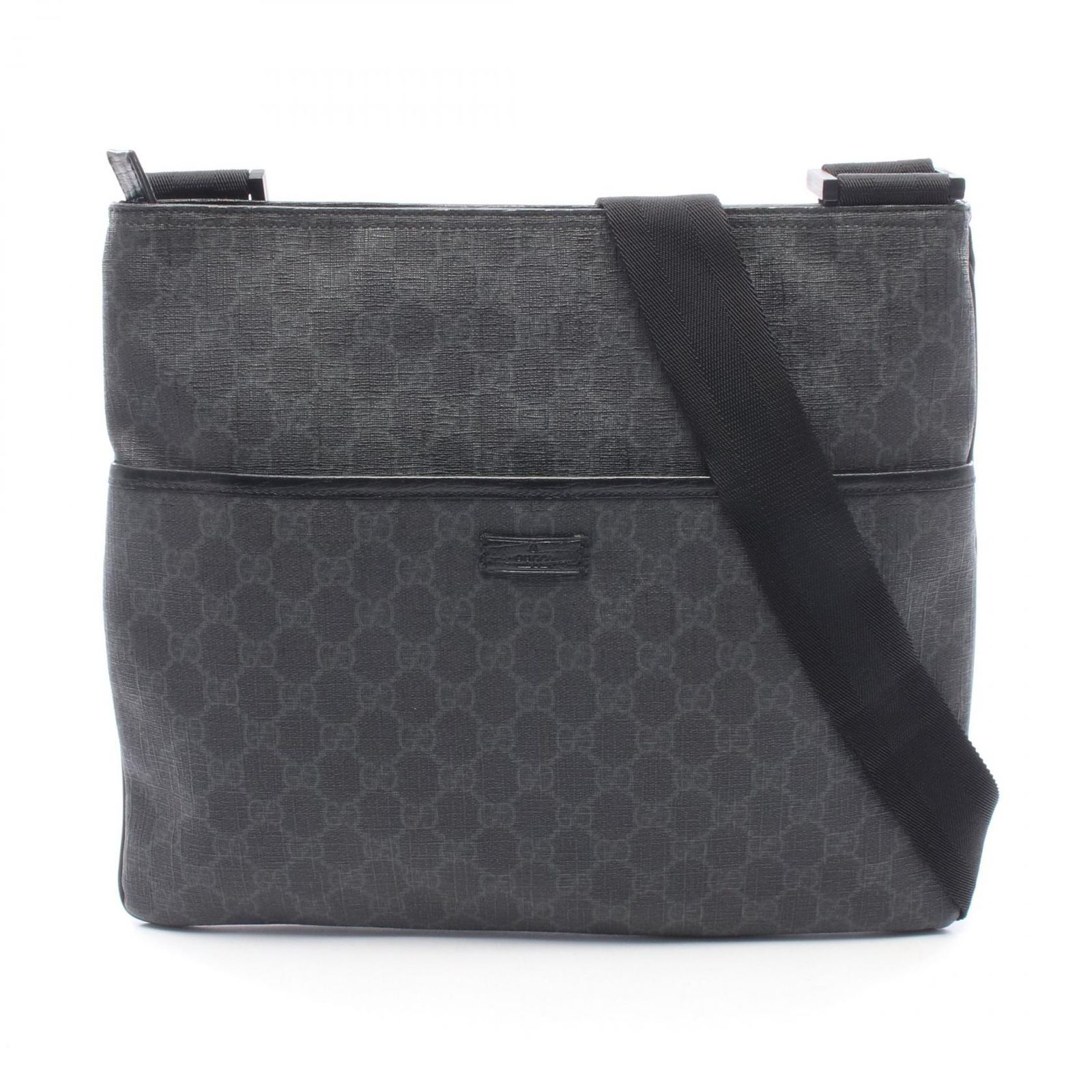 グッチ GUCCI ショルダーバッグ GGスプリーム 162904 ブラック/グレー PVCコーティングキャンバス レザー GGスプリーム ショルダーバッグ ユニセックス Used B