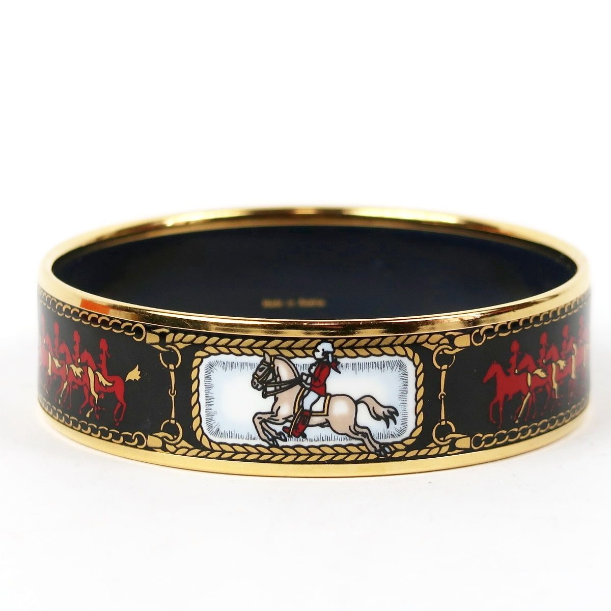 美品】HERMES エルメス 七宝焼き エマイユGM バングル 馬柄