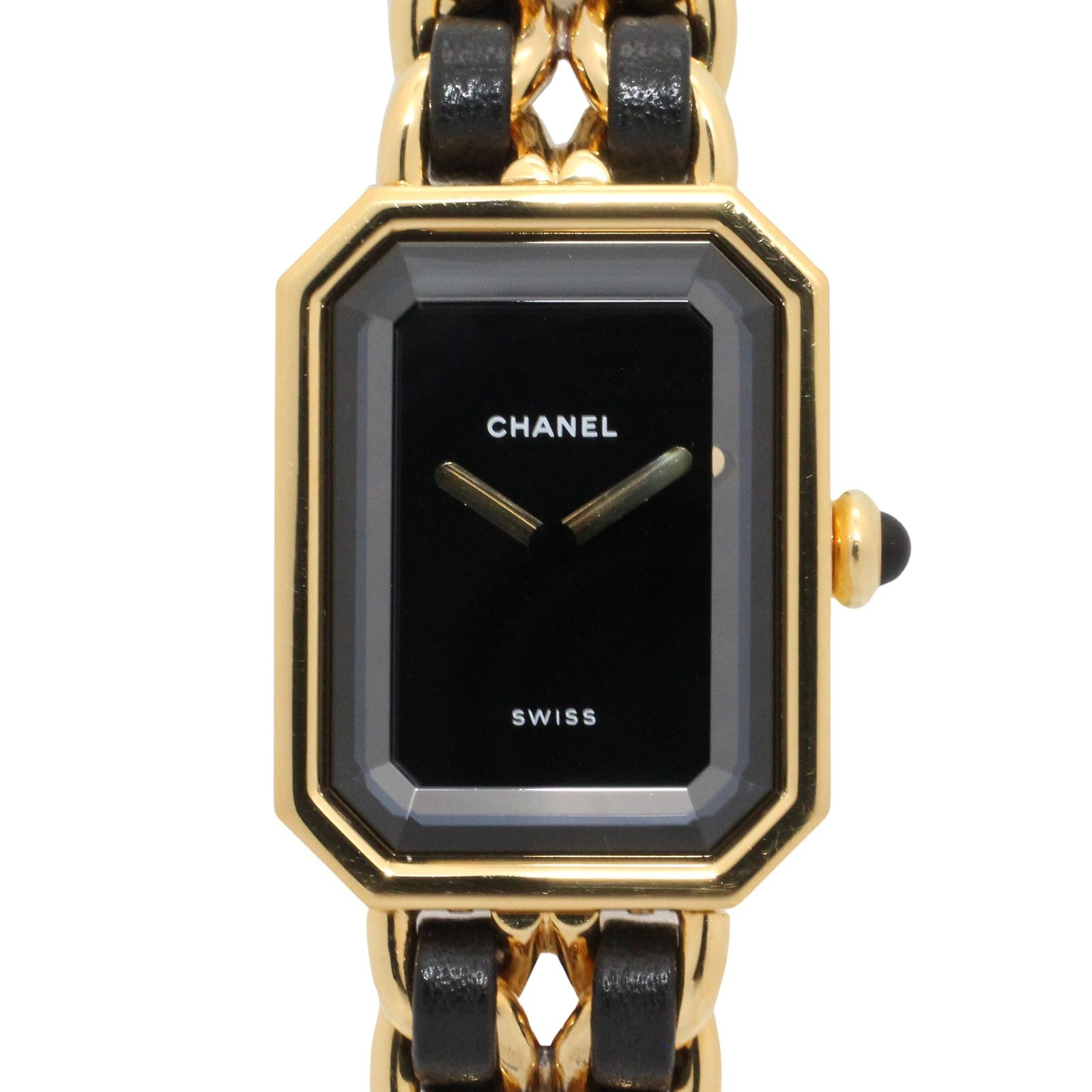 シャネル CHANEL 腕時計 プルミエール L H0001 ブラック GP（ゴールドメッキ） レザー プルミエール L レディース Used A