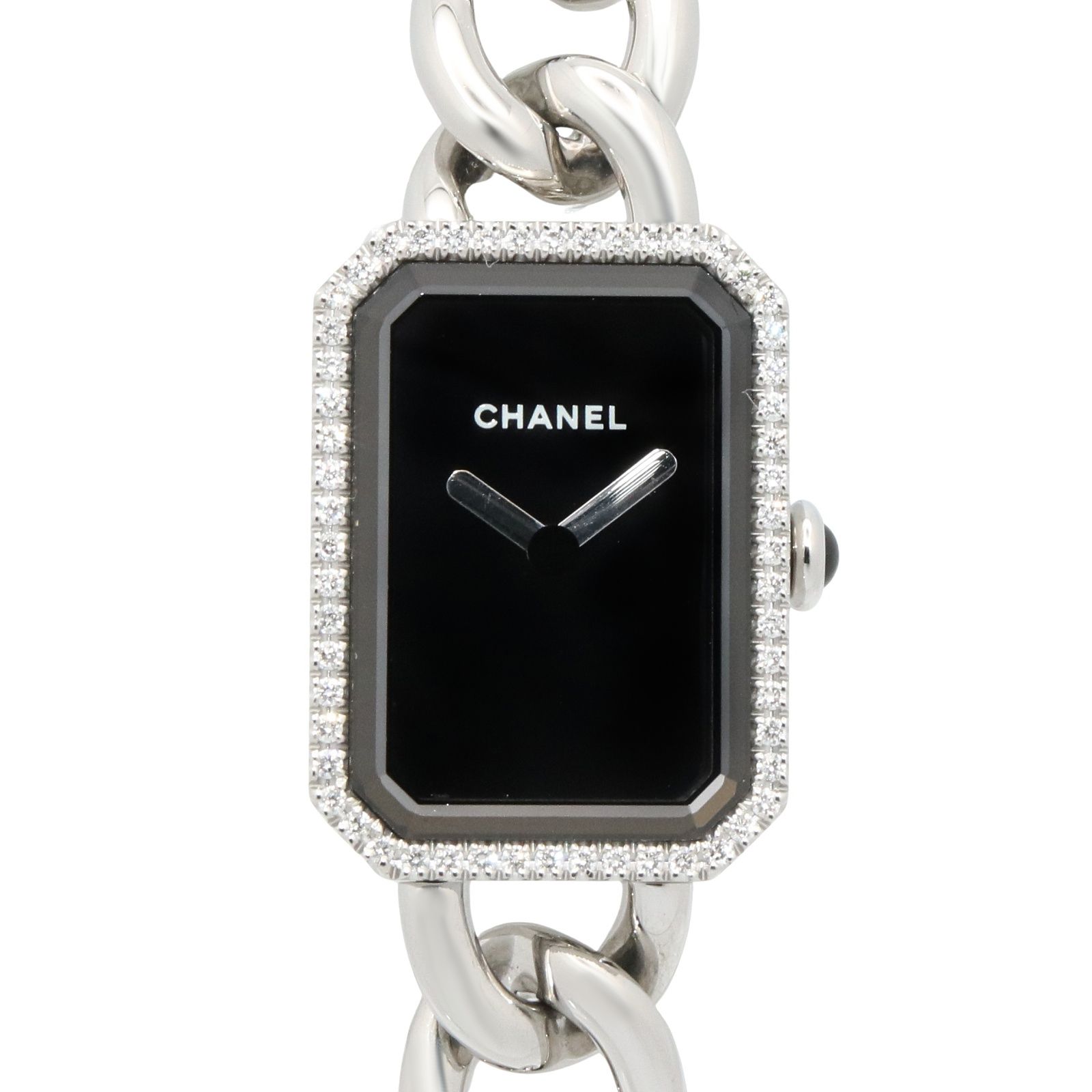 シャネル CHANEL 腕時計 プルミエール ダイヤベゼル H3252 ブラック ステンレススチール ダイヤモンド プルミエール ダイヤベゼル レディース Used A