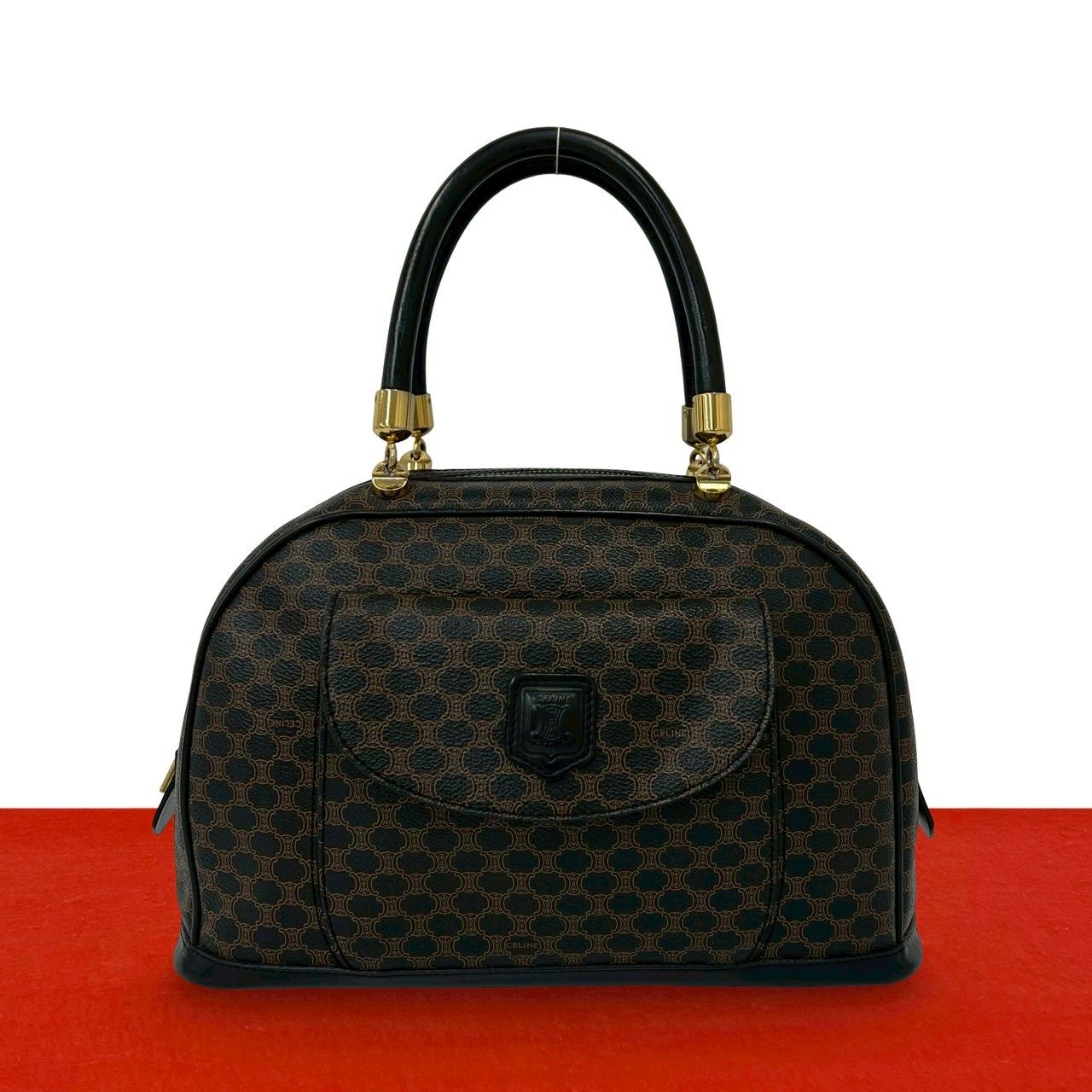 極 美品 CELINE セリーヌ ヴィンテージ マカダム ブラゾン ロゴ 柄