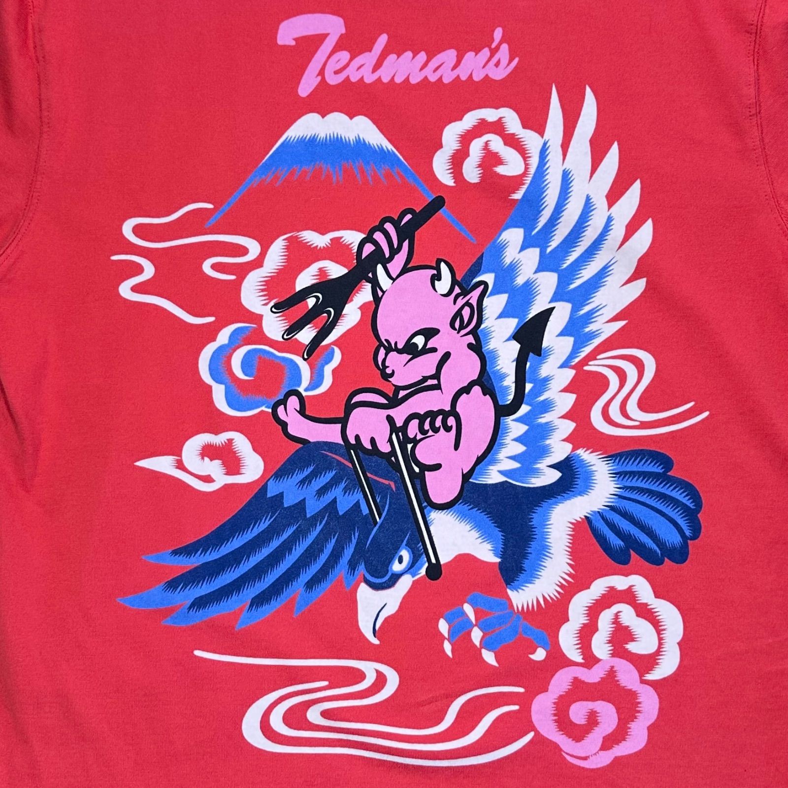 D802 TEDMAN テッドマン リバーシブル スカジャン 刺繍 サイズ40 レッド tedman リバーシブルスカジャン スカジャン 赤鬼 富士山 TEDMAN