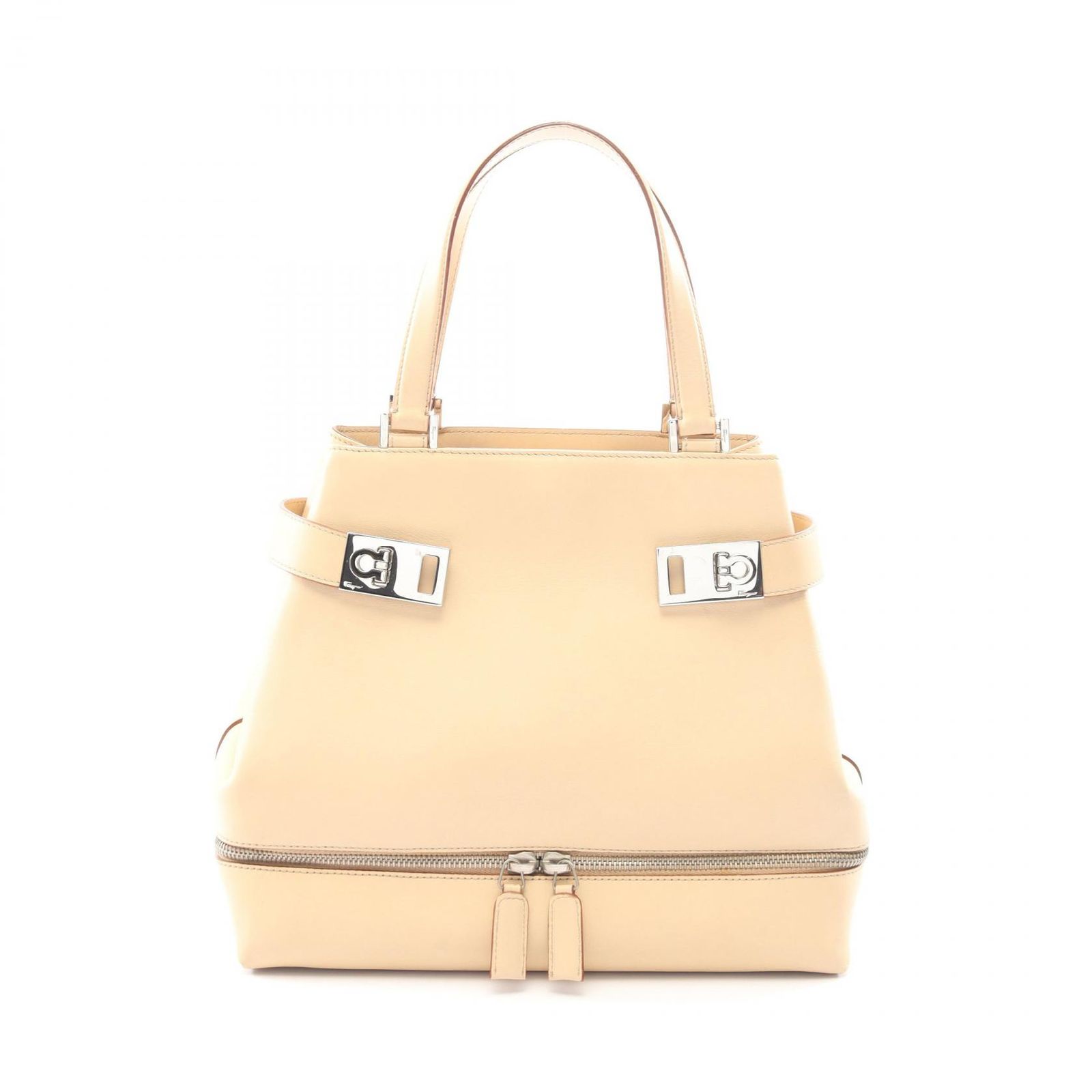 サルヴァトーレフェラガモ Salvatore Ferragamo ハンドバッグ ガンチーニ AQ-21 1302 ベージュ レザー ガンチーニ ハンドバッグ レディース Used B