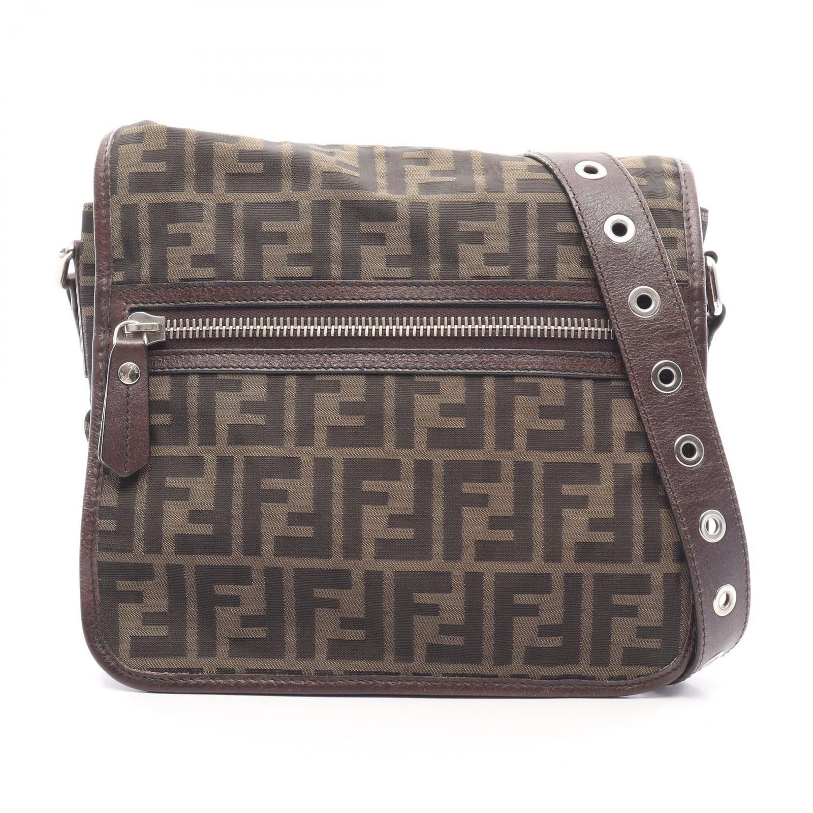 フェンディ FENDI ショルダーバッグ ズッカ 7VA230 ブラック/カーキ キャンバス レザー ズッカ ショルダーバッグ ユニセックス Used B