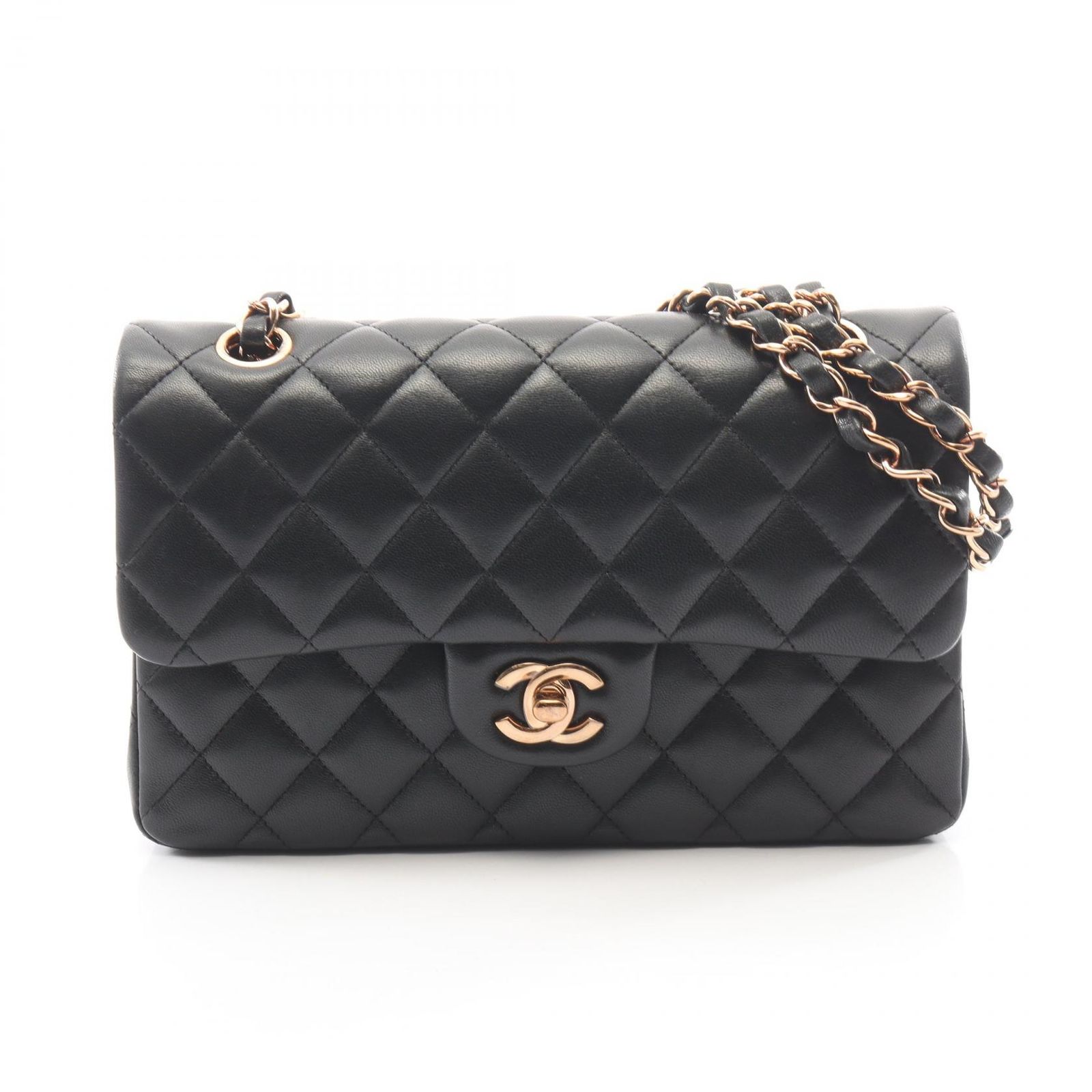 シャネル CHANEL ショルダーバッグ マトラッセ Wフラップ ブラック ラムスキン（羊革） マトラッセ ダブルフラップ チェーンショルダー レディース Used A
