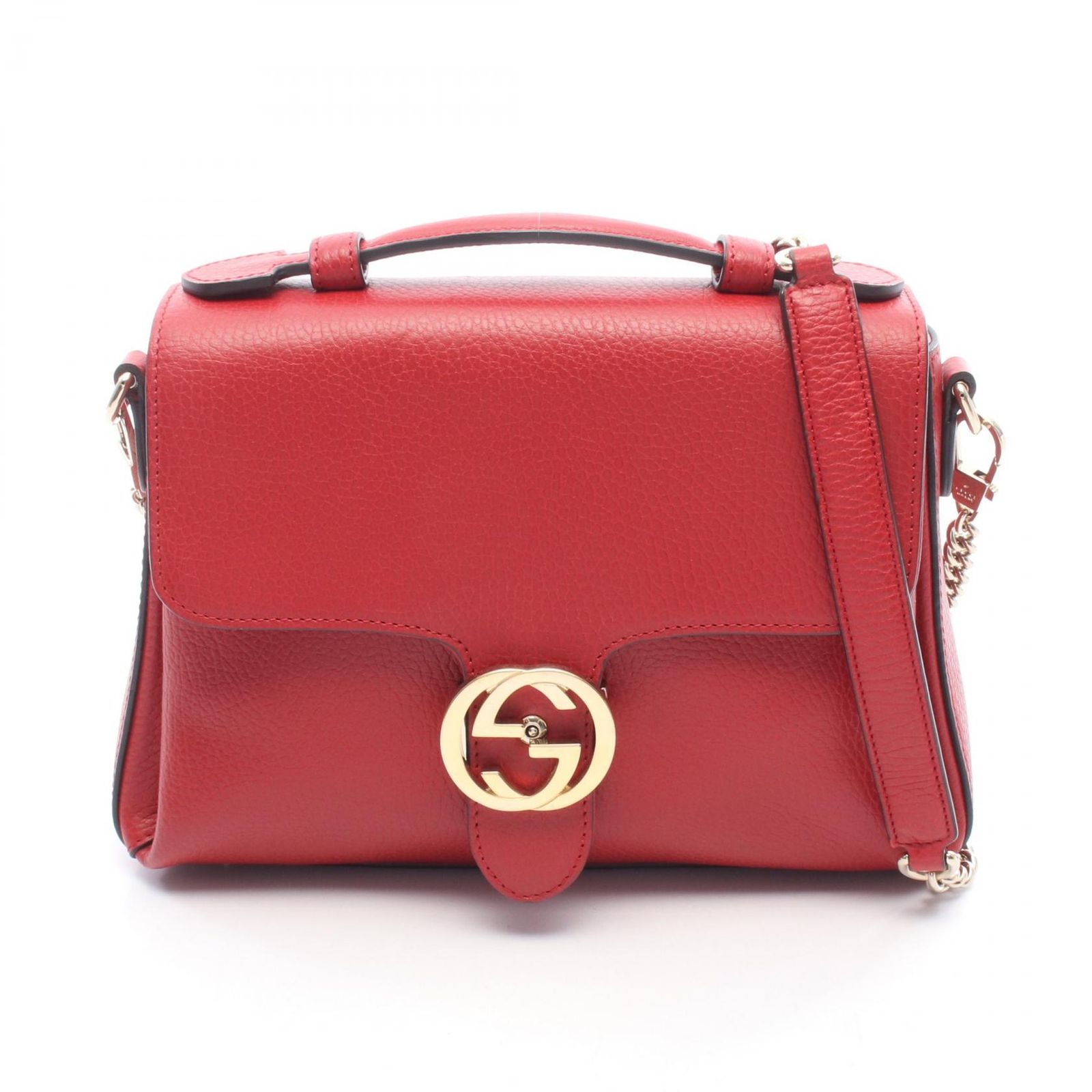グッチ GUCCI ハンドバッグ インターロッキングG 2WAY 510302 レッド レザー インターロッキングG 2way ハンドバッグ レディース Used A