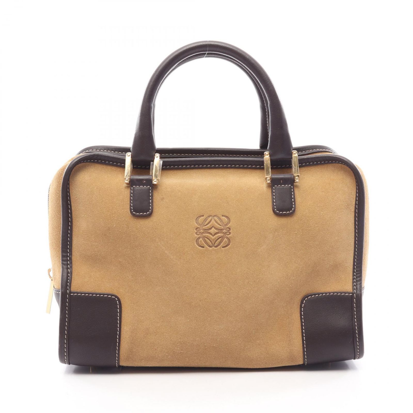 ロエベ LOEWE ハンドバッグ アマソナ 28 キャメル/ダークブラウン スウェード レザー アマソナ 28 レディース Used B
