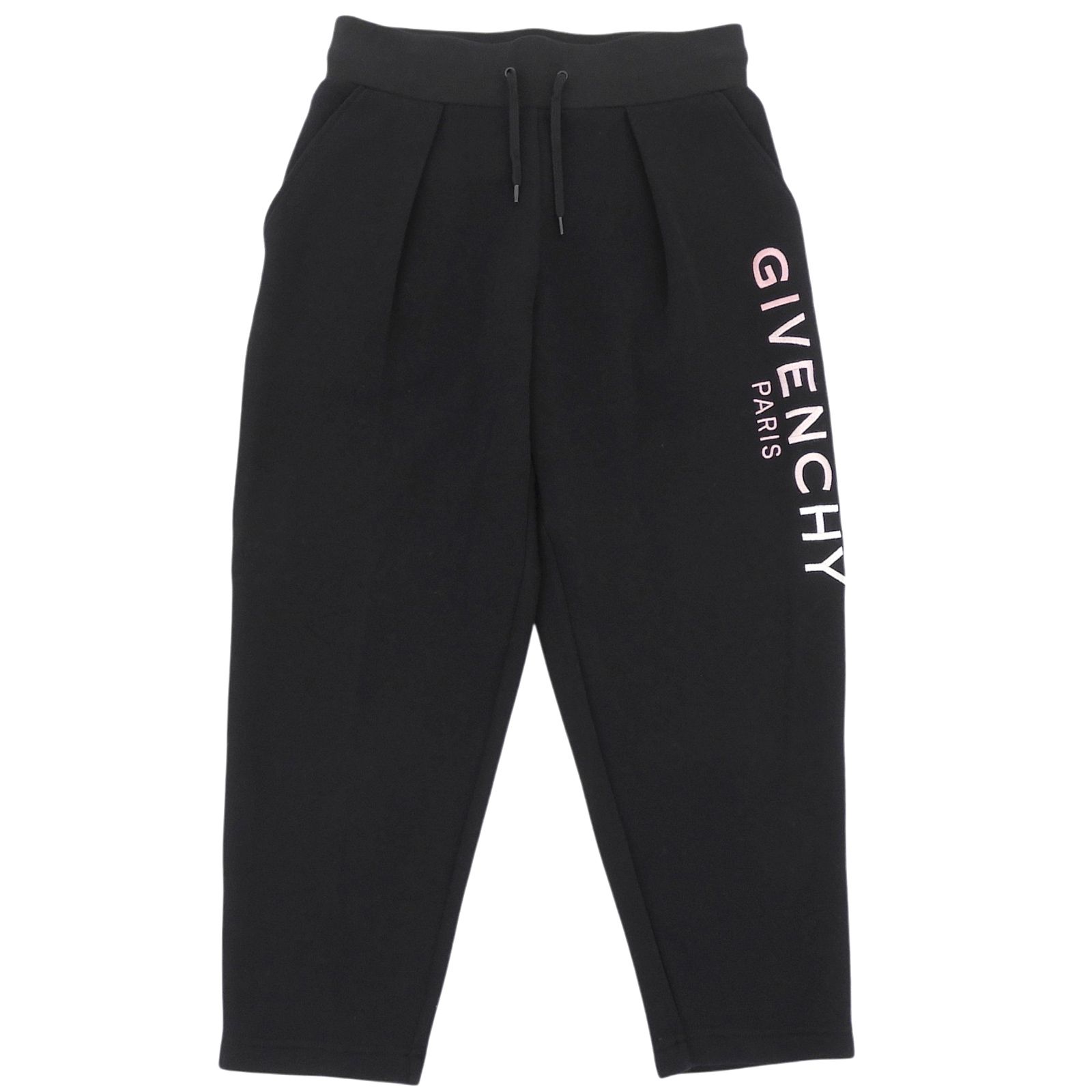 美品▲GIVENCHY ジバンシィ BW50LQ3Z41 コットン ロゴ刺繍 スウェット パンツ ブラック ピンク 36 ポルトガル製 正規品 レディース