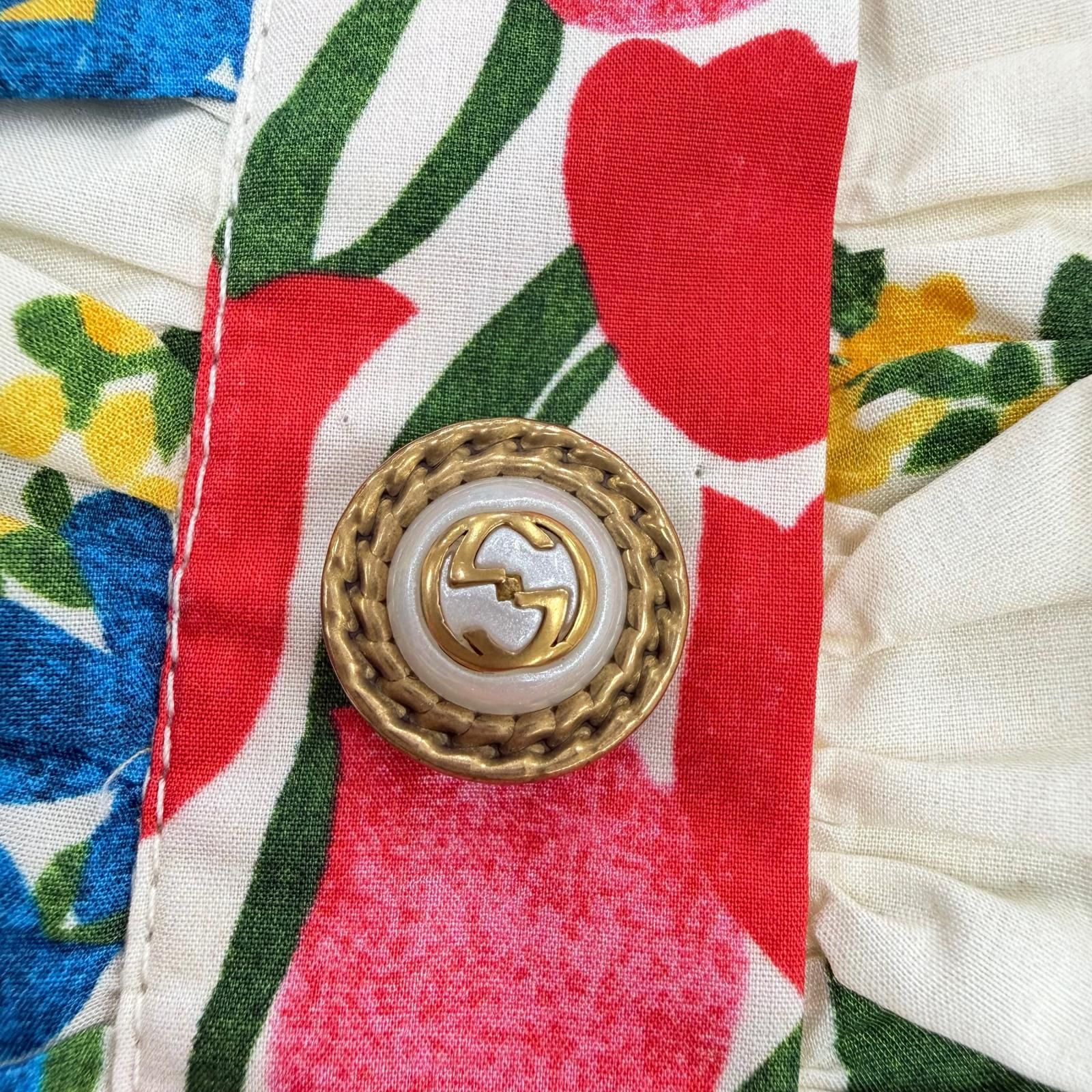 極美品☆GUCCI グッチ 453982 コットン インターロッキングG 花柄