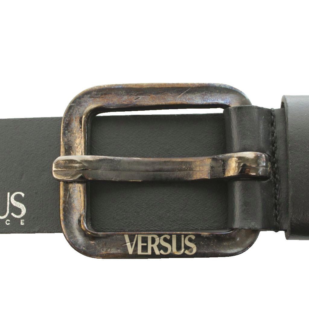 ヴェルサス VERSUS ベルト バックル ロゴ刻印 95/110 黒 ブラック /SS