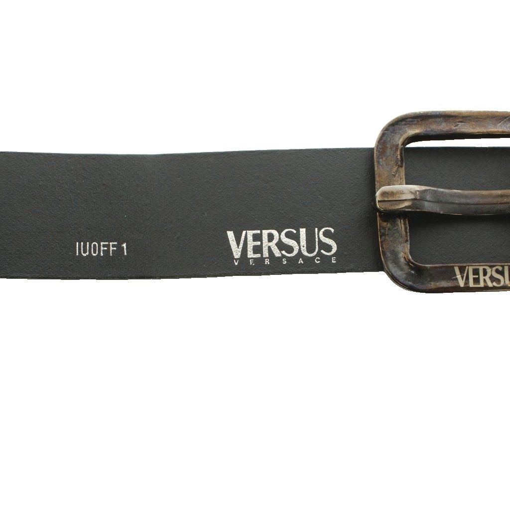 ヴェルサス VERSUS ベルト バックル ロゴ刻印 95/110 黒 ブラック /SS