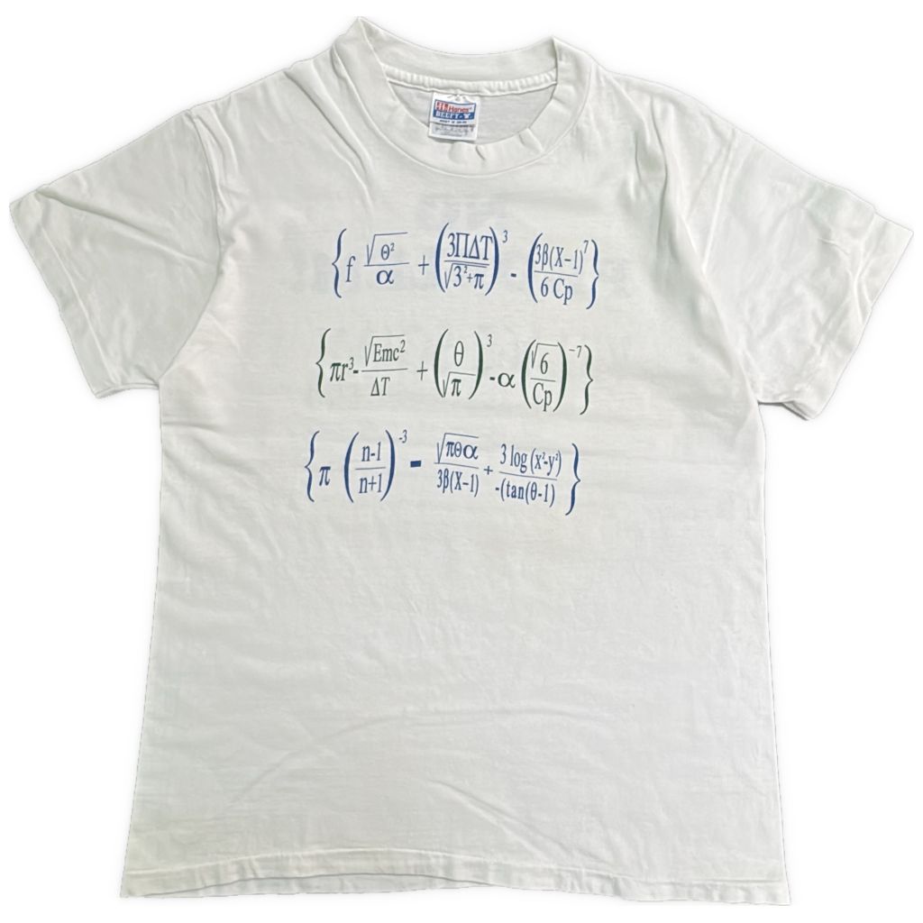 90年代 USA製 数式 ジョーク Ｔシャツ ホワイト(メンズ M)中古 古着 Y6273