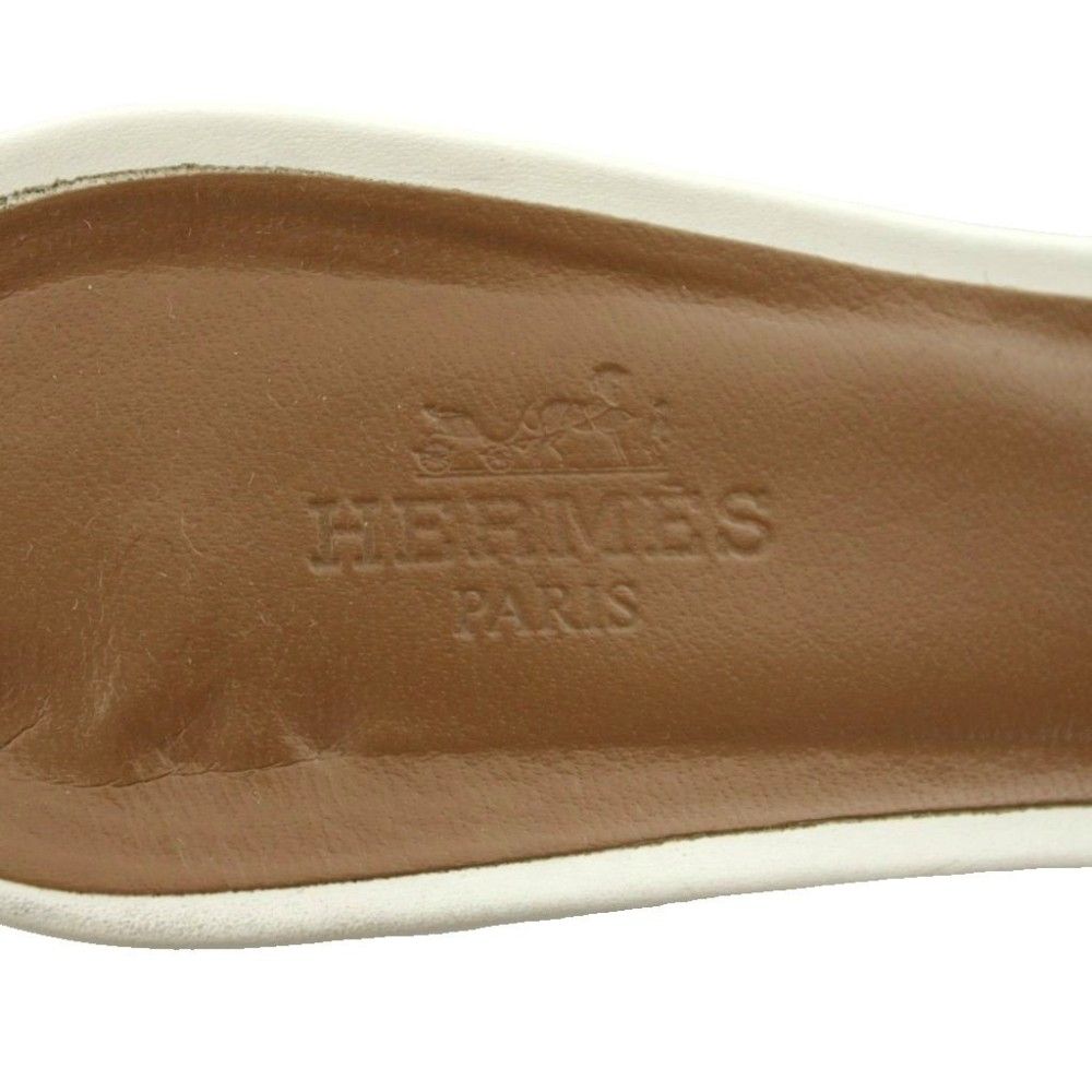 エルメス HERMES オアジス サンダル チャンキーヒール レザー ロゴ