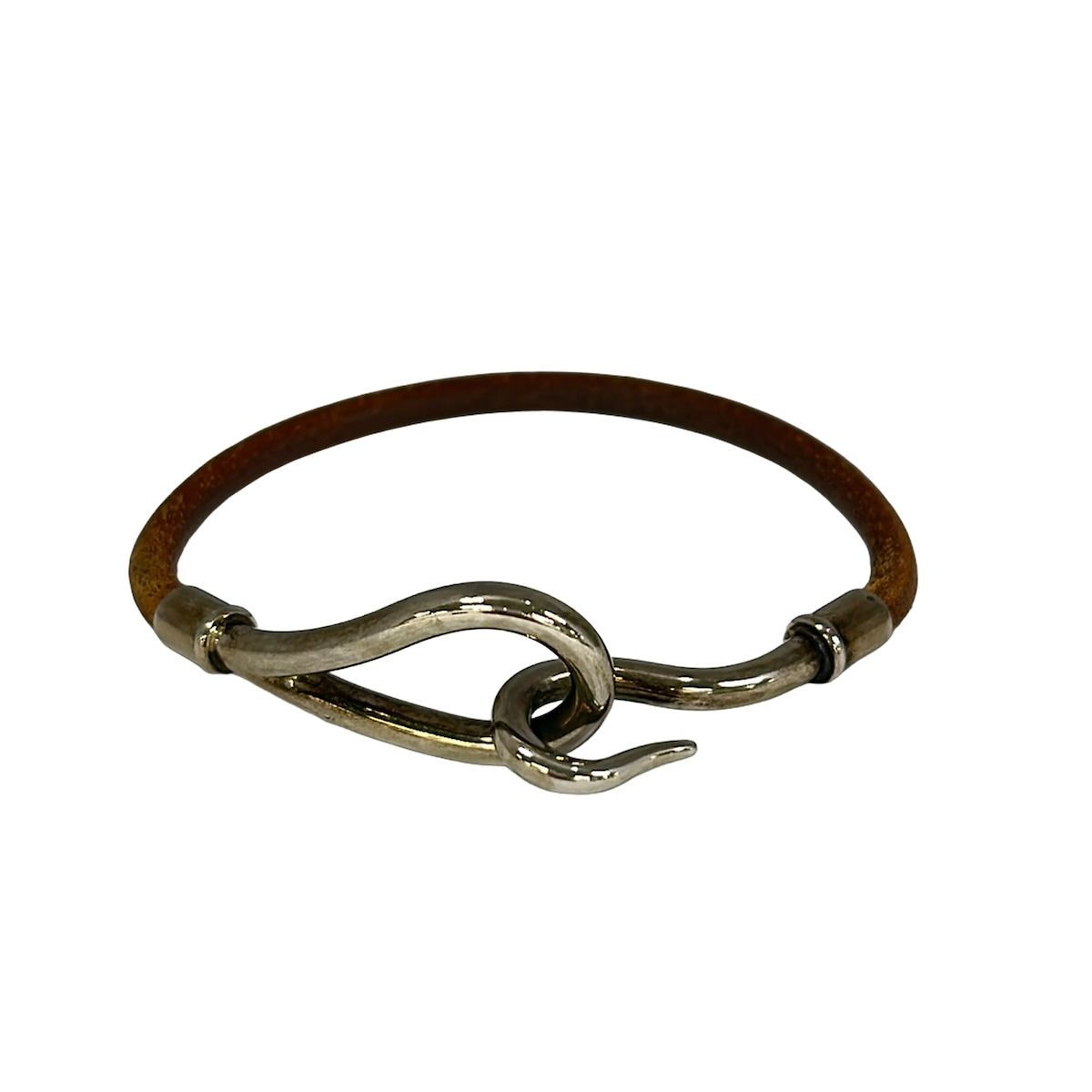 HERMES(エルメス) ブレスレット ジャンボ レザー ダークブラウン×シルバー シルバー金具