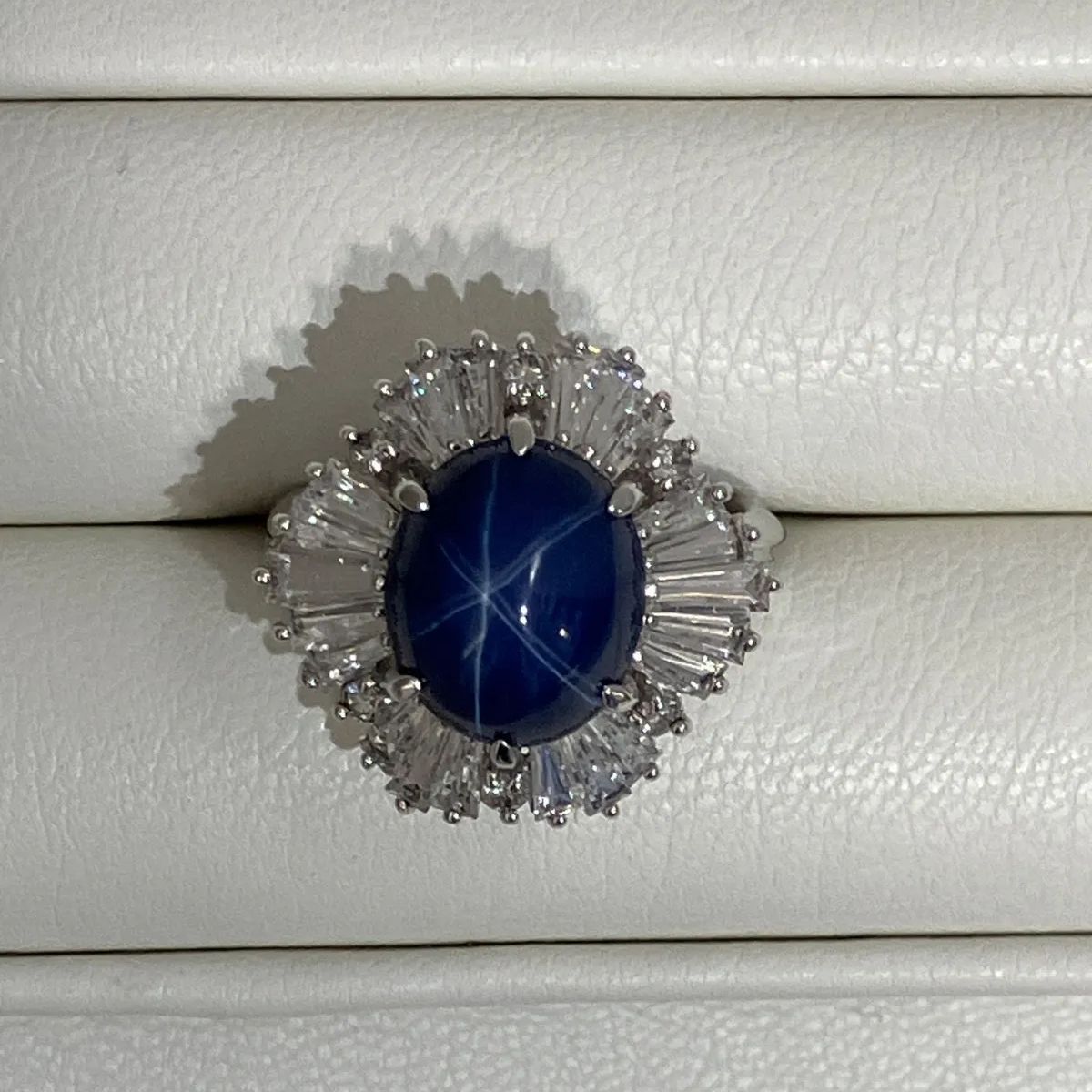 synthetic star sapphire diamond crystal ring s925 MMER-238