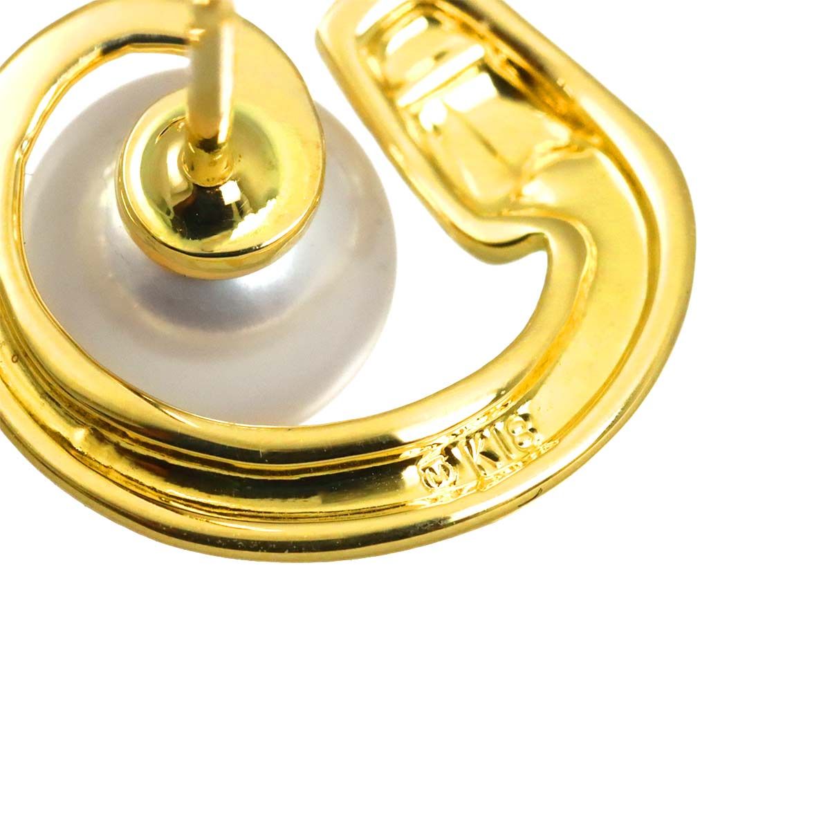 ミキモト MIKIMOTO アコヤ真珠 6.8-6.7mm ピアス K18 YG イエロー