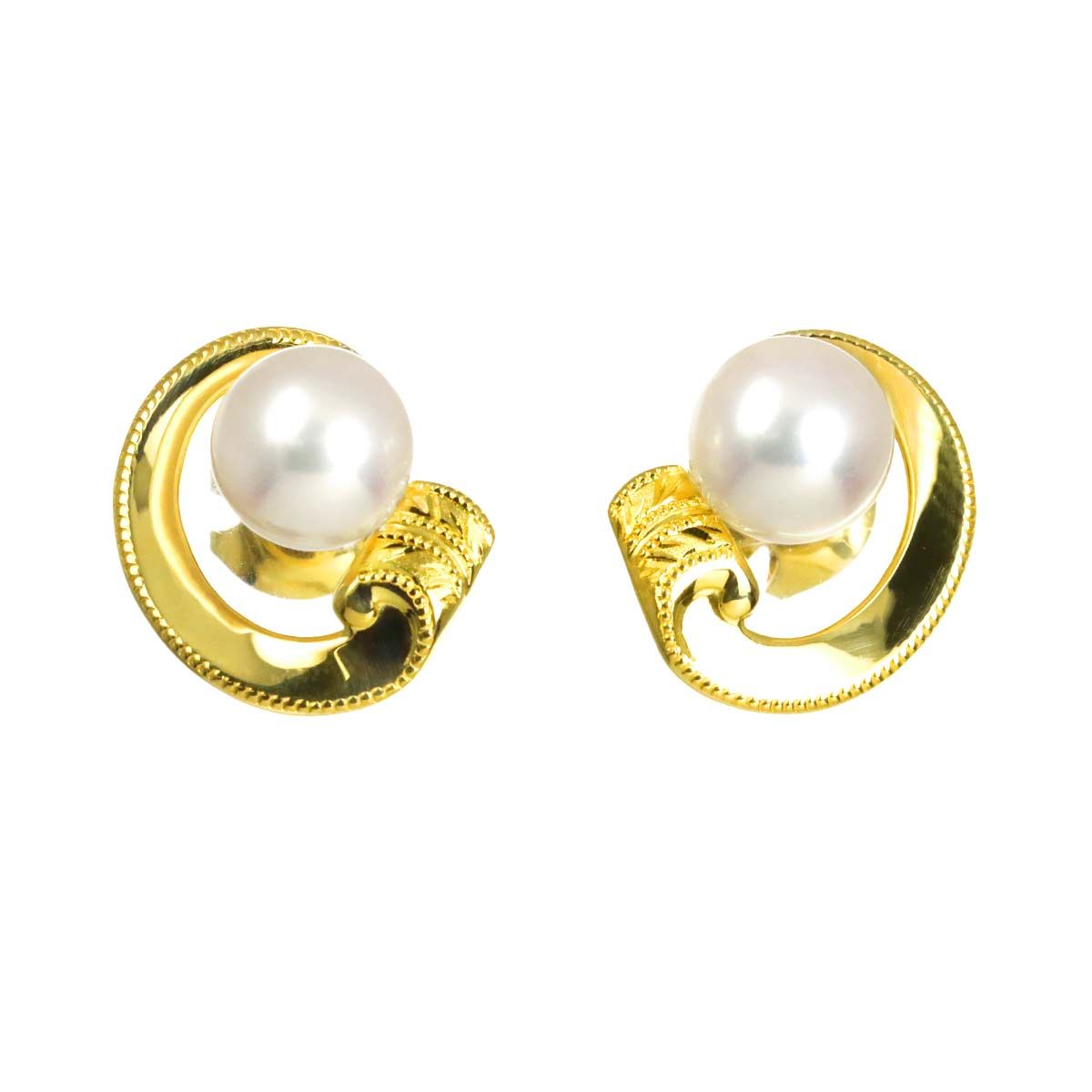 MIKIMOTO/ミキモトアコヤ真珠ピアス K18ゴールド ミキモト MIKIMOTO アコヤ真珠 6.8-6.7mm ピアス K18 YG イエロー